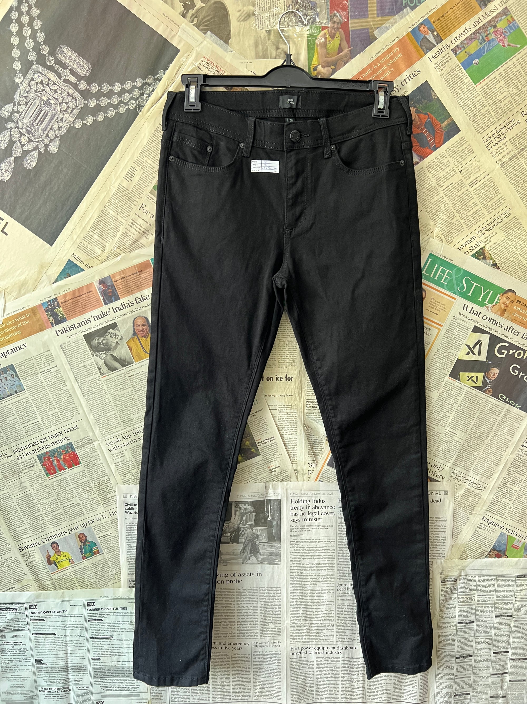 River Island® Waist: 32" | Black | Denim Pants | 1052 - Genuine Maal