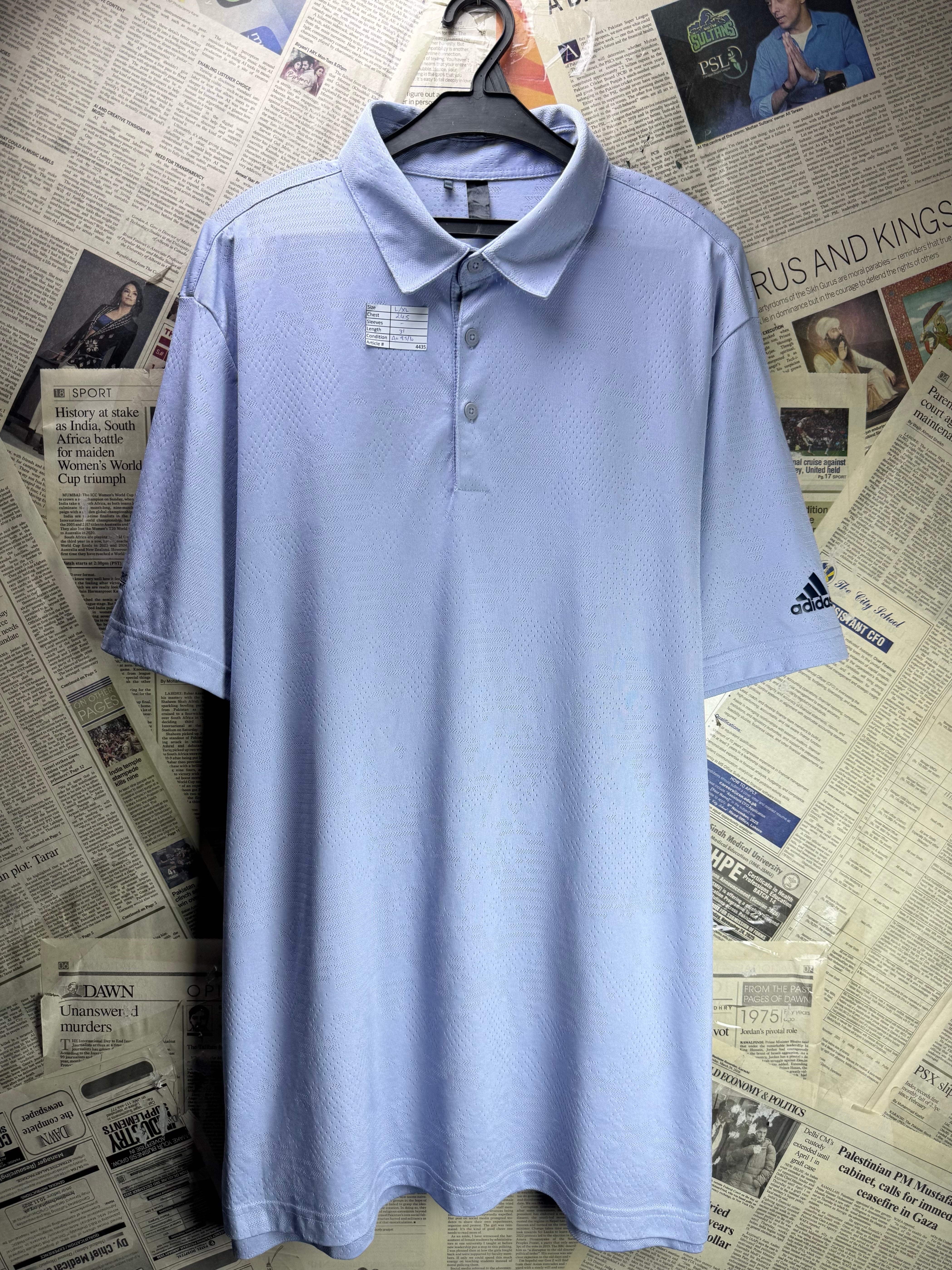 Adid*s® L/XL | Chest: 24.5" | Blue | Golf Polo | Polyester | 4435 - Genuine Maal