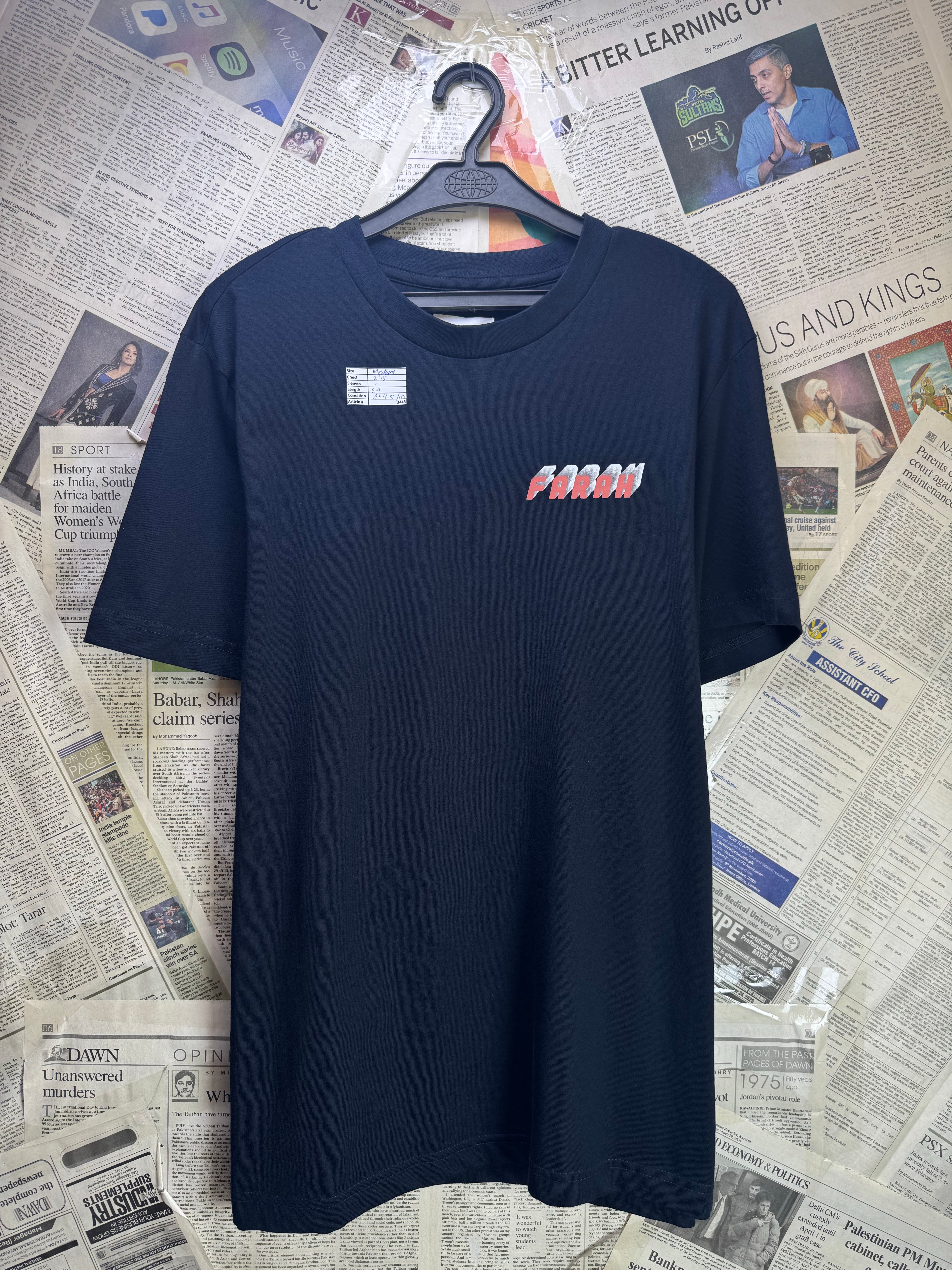 Farah® Medium | Chest: 21.5" | Space Blue | T-Shirt | Cotton | 3445 - Genuine Maal