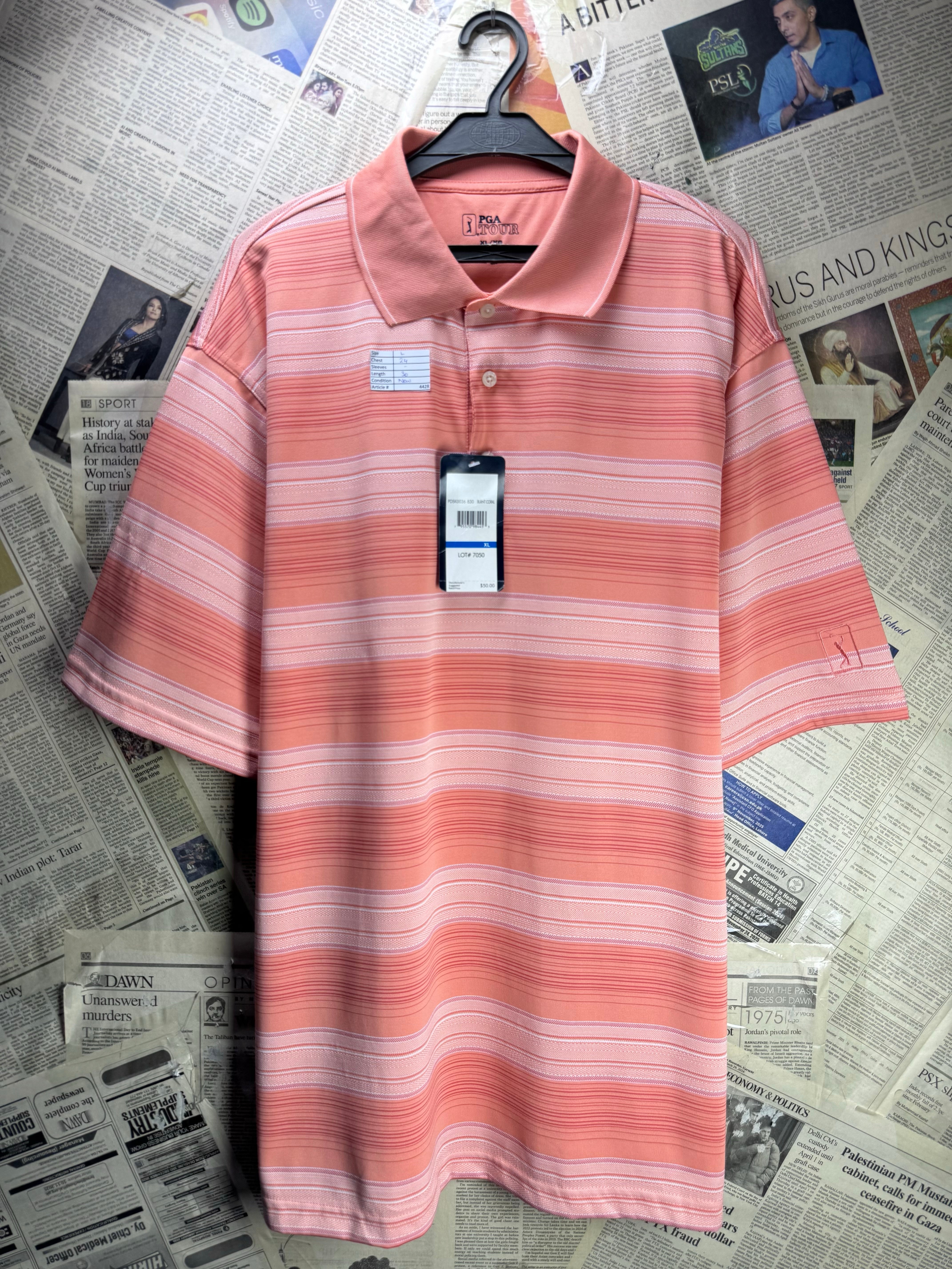 PGA Tour® Large | Chest: 24" | Pink | Golf Polo | Polyester | 4428 - Genuine Maal
