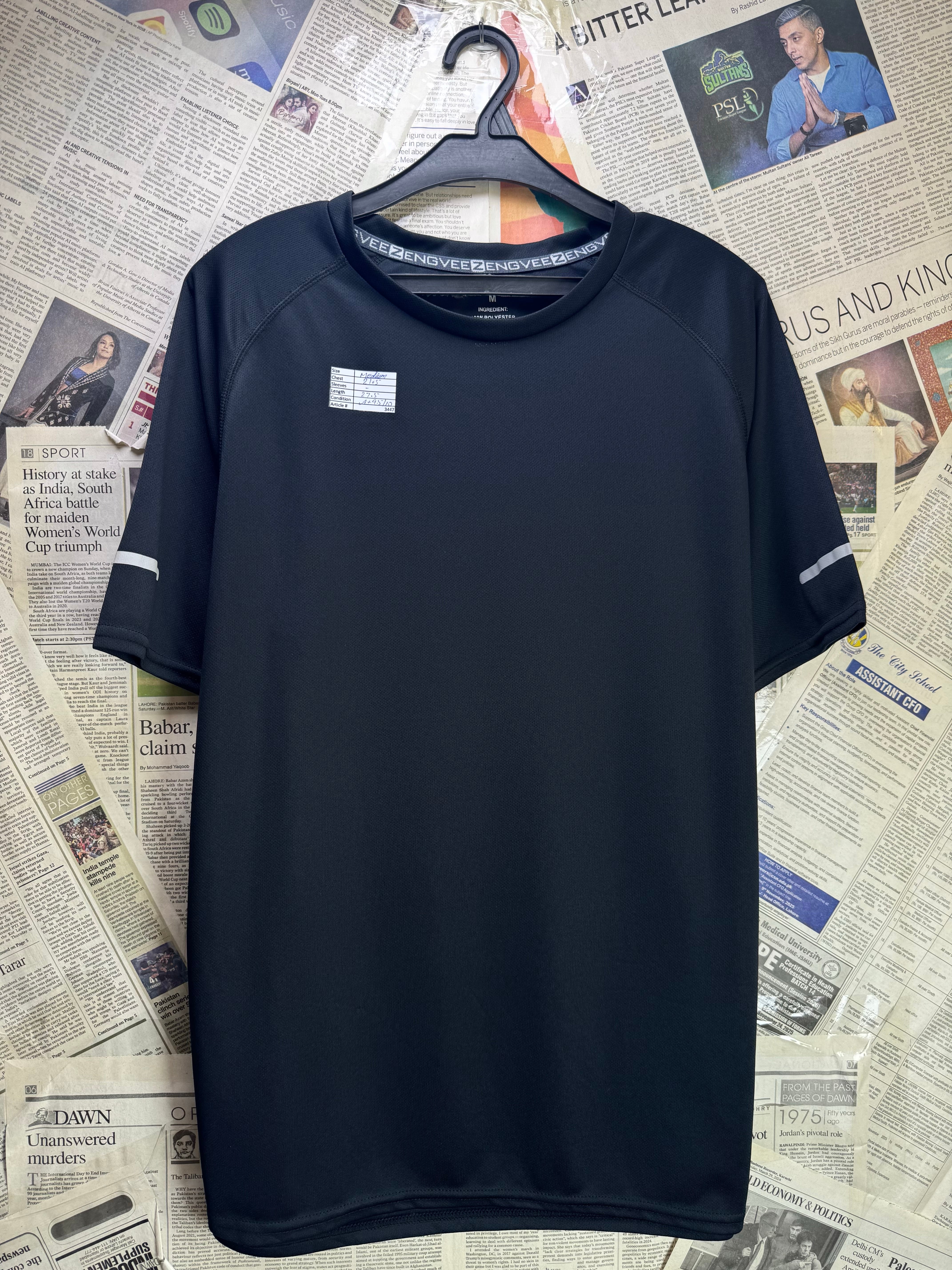 Zengvee® Medium | Chest: 21.5" | Black | Sports T-Shirt | Poly | 3447 - Genuine Maal