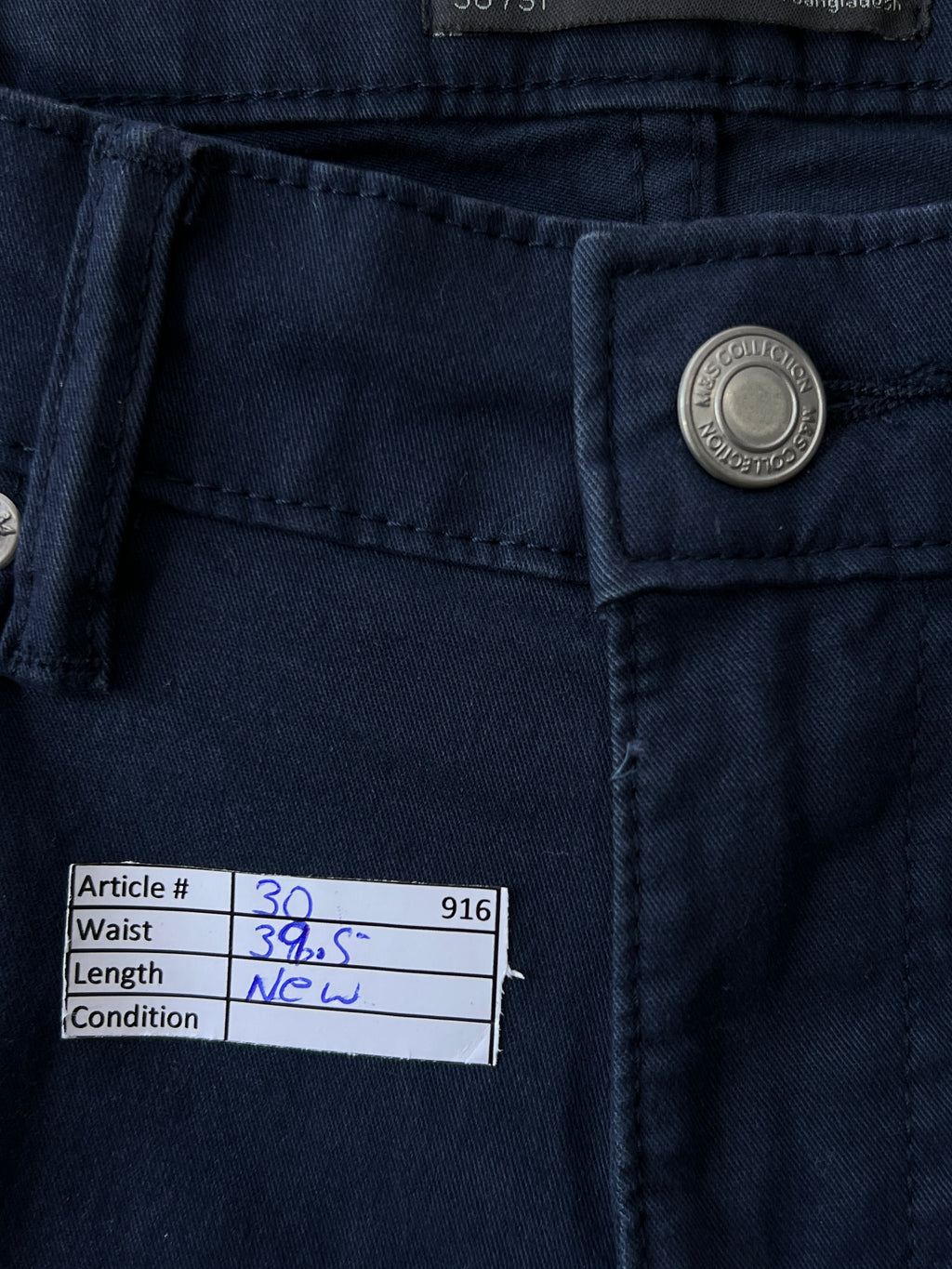 M&S® Waist: 30" | Blue | Chino Pants | 916 - Genuine Maal