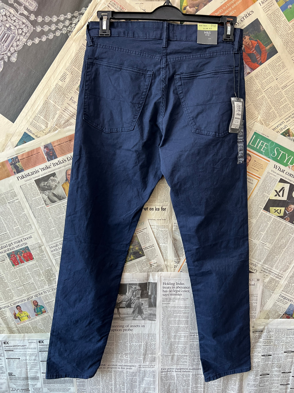 M&S® Waist: 30" | Blue | Chino Pants | 916 - Genuine Maal