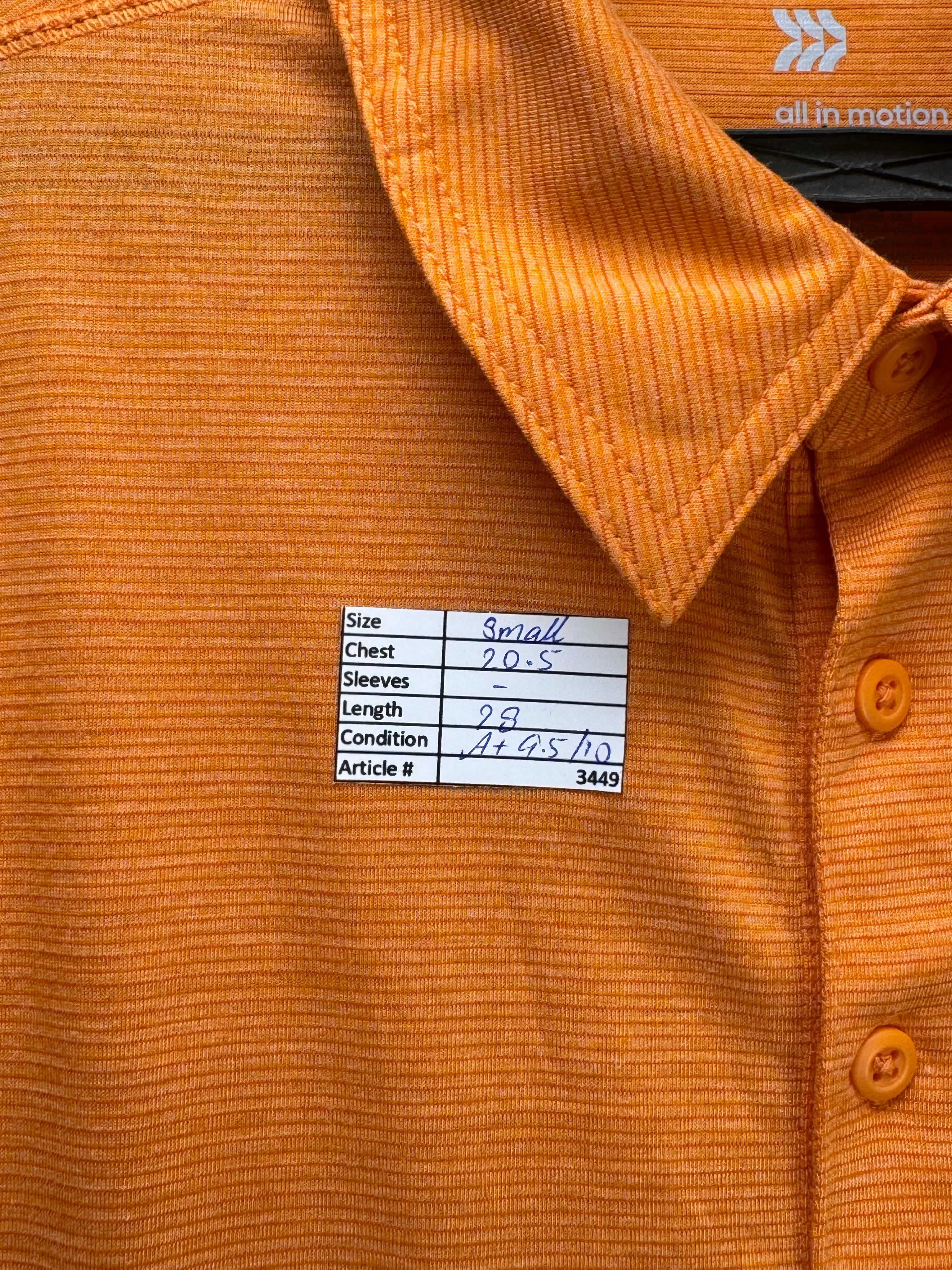 Motion® Small | Chest: 20.5" | Orange | Gym Polo T-Shirt | Rayon - Poly | 3449 - Genuine Maal