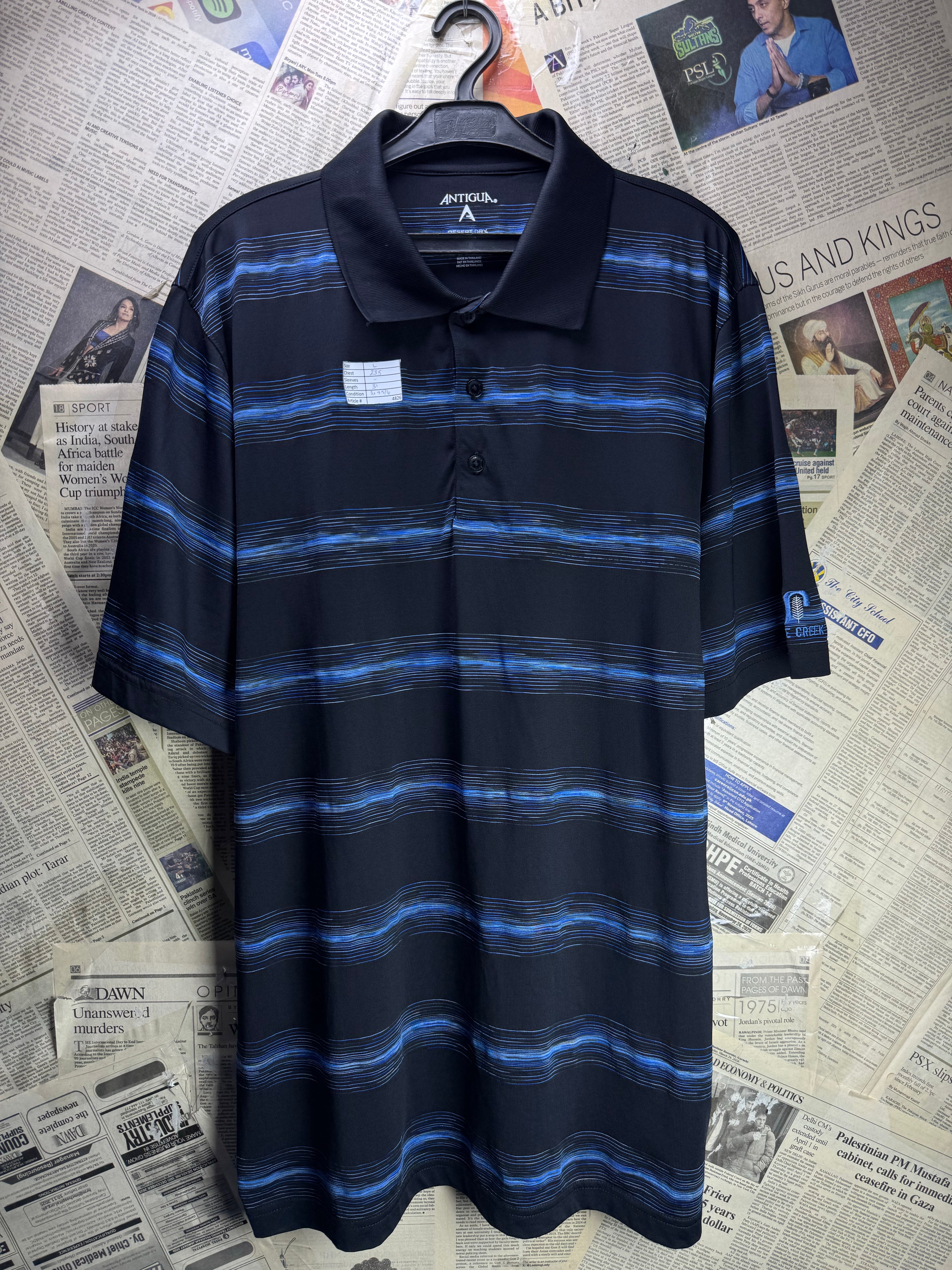 Antigua® Large | Chest: 23.5" | Black | Golf Polo | Poly - Nylon | 4826 - Genuine Maal