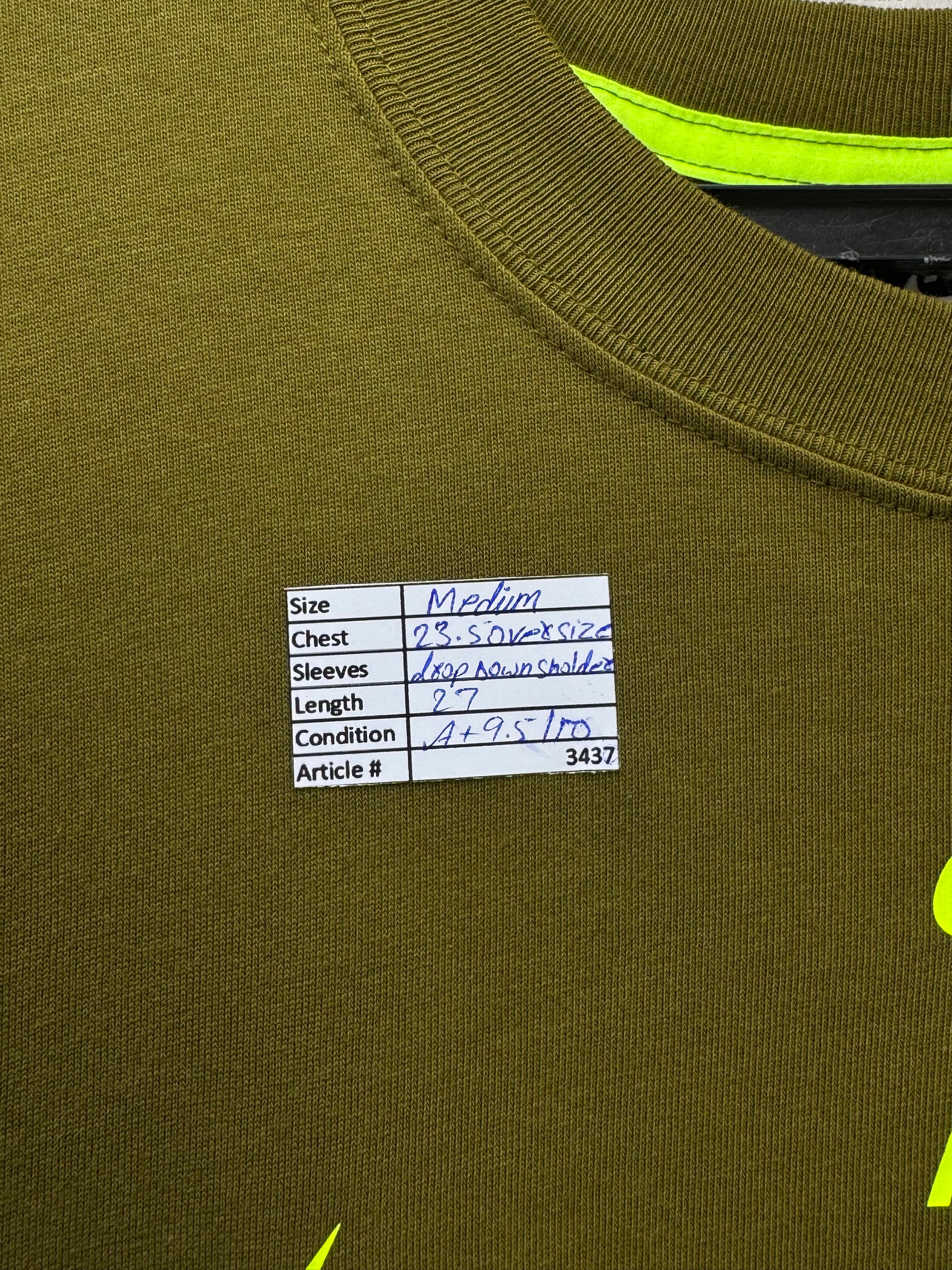 N*ke® Medium | Chest: 23.5" | Olive Green | Oversize T-Shirt | Cotton | 3437 - Genuine Maal