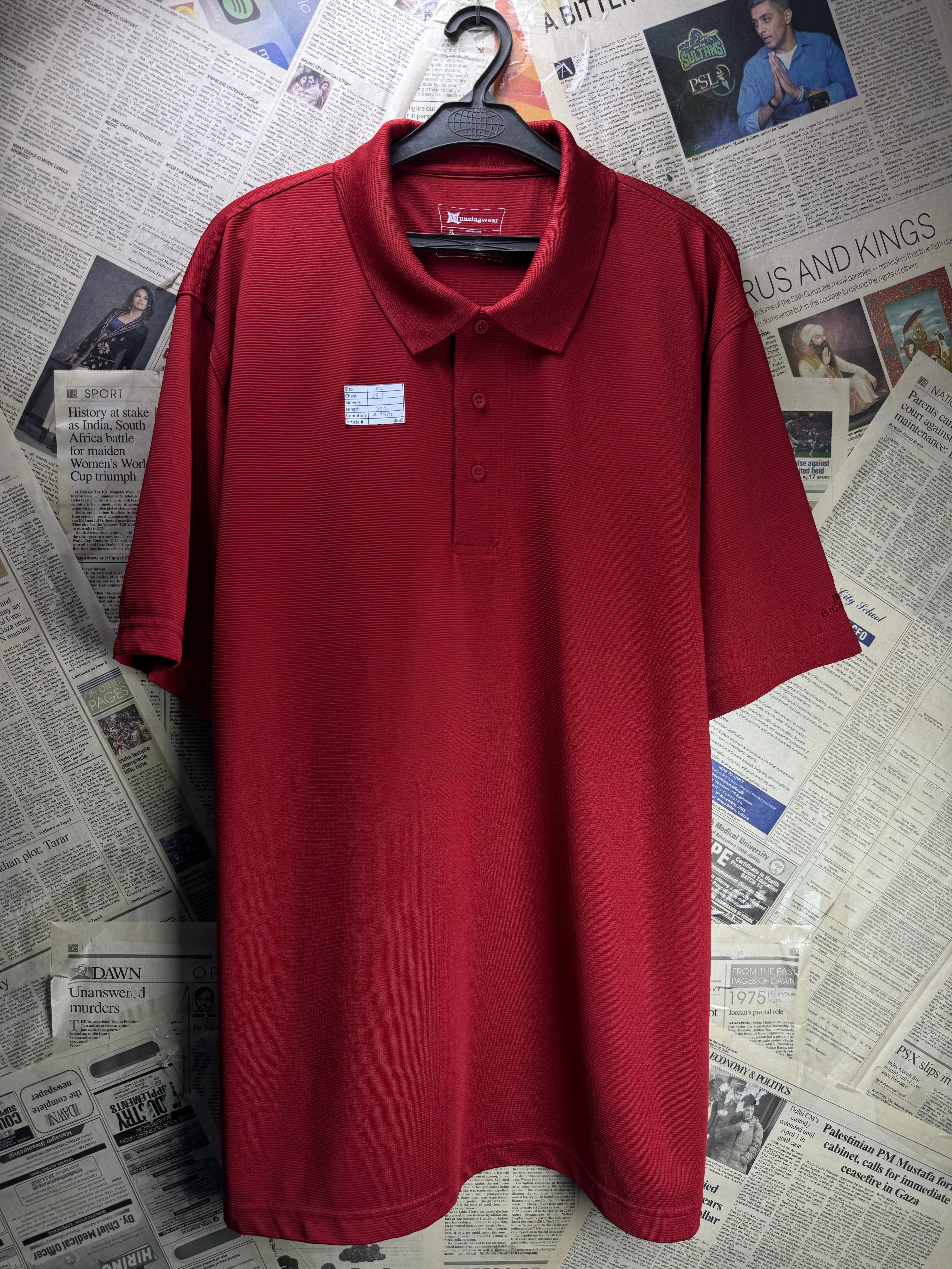 Munsingwear® XL | Chest: 25.5" | Red | Golf Polo | Polyester | 4835 - Genuine Maal