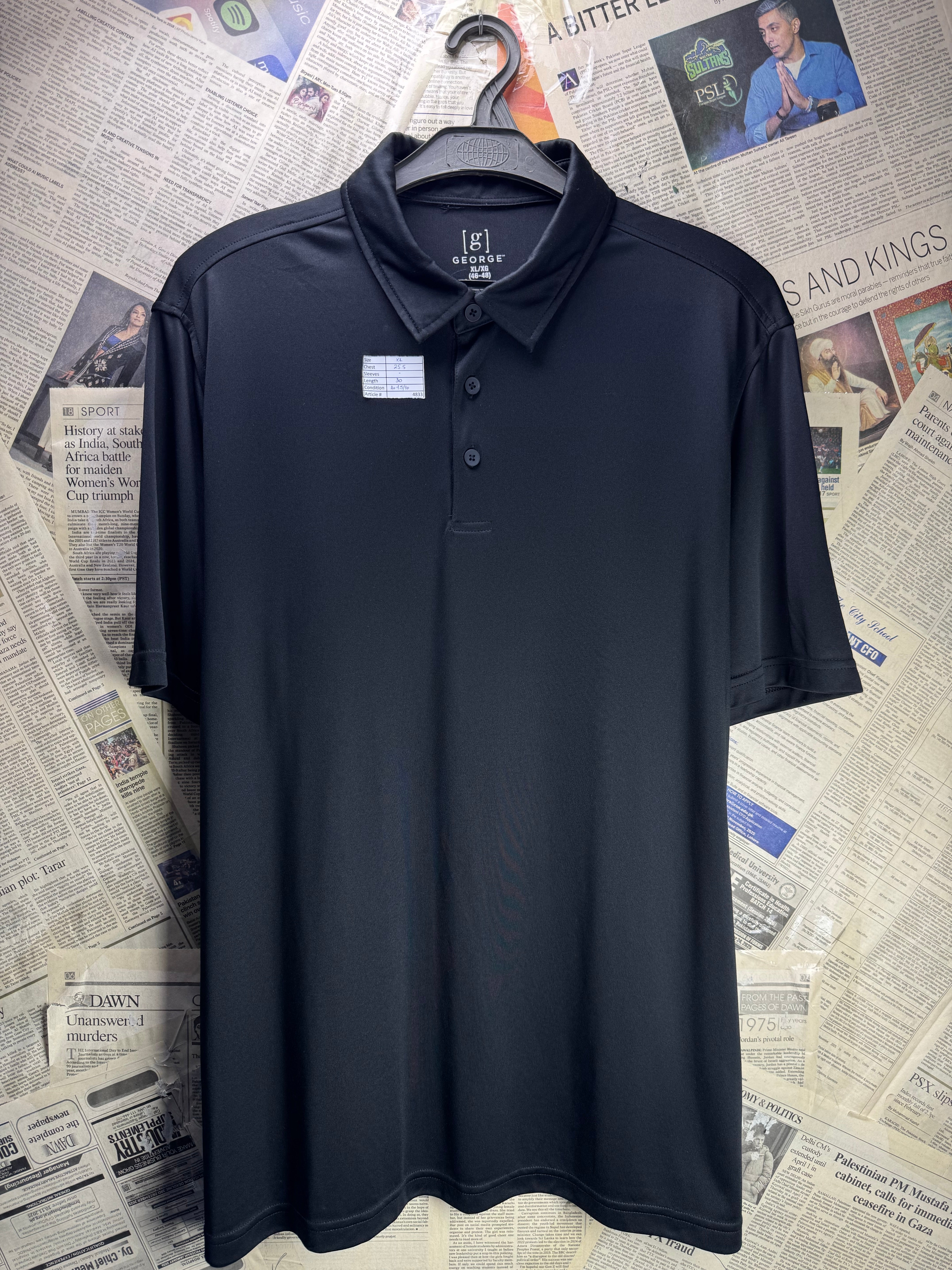 George® XL | Chest: 25.5" | Black | Golf Polo | Polyester | 4833 - Genuine Maal