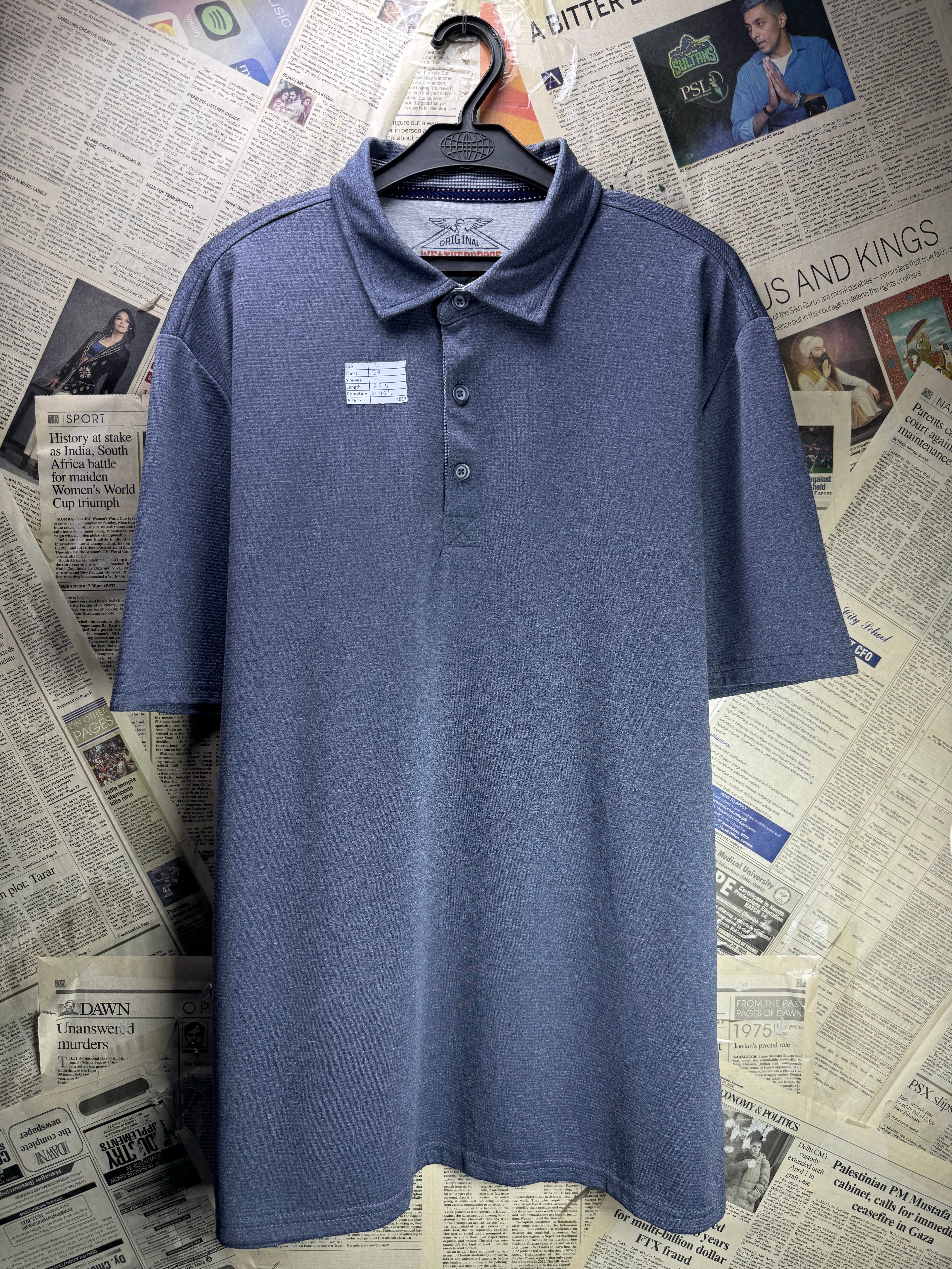 Weatherproof® Large | Chest: 23" | Grey | Golf Polo | Polyester | 4817 - Genuine Maal