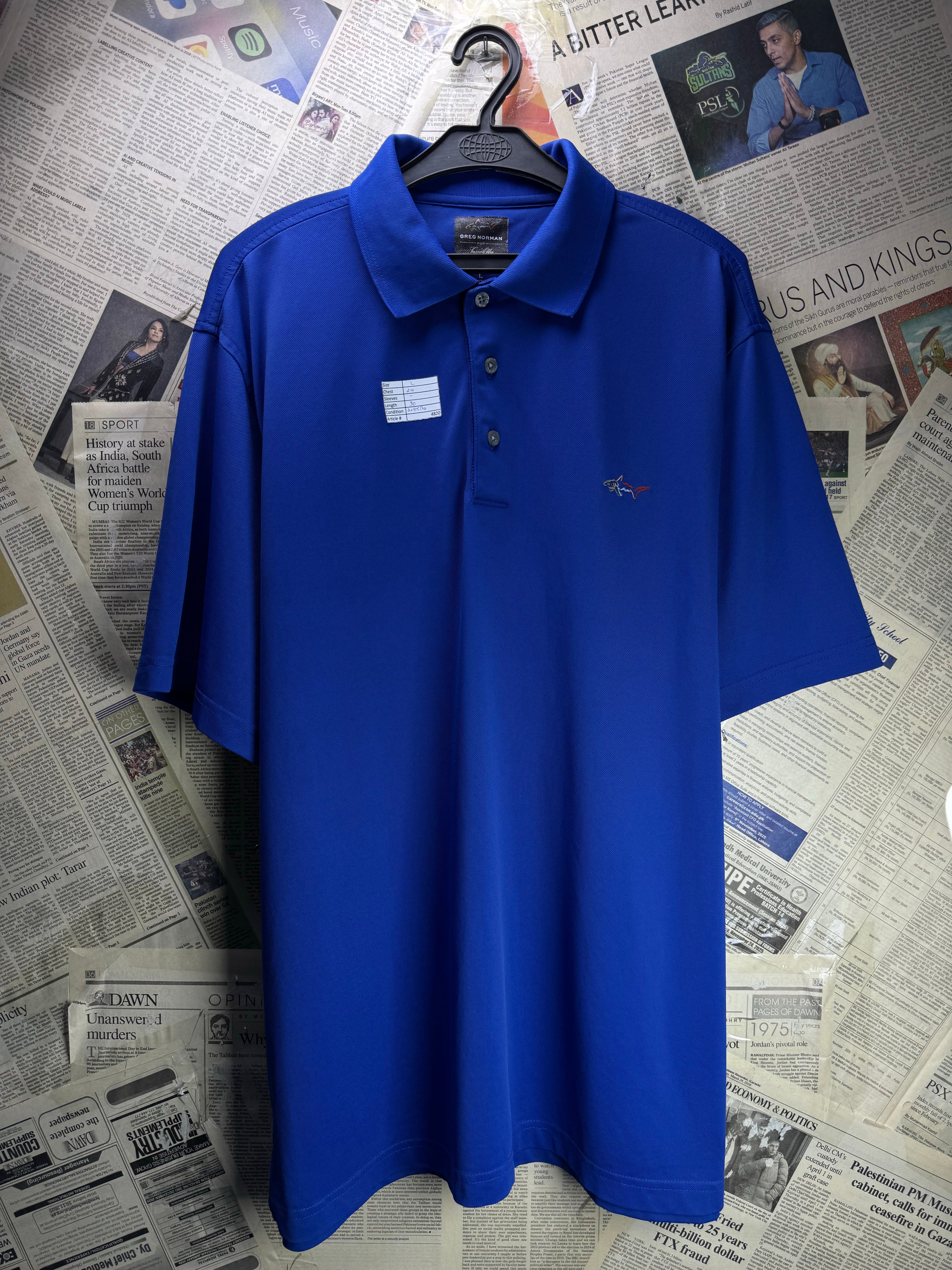 Greg Norman® Large | Chest: 24" | Blue | Golf Polo | Poly - Spandex | 4820 - Genuine Maal