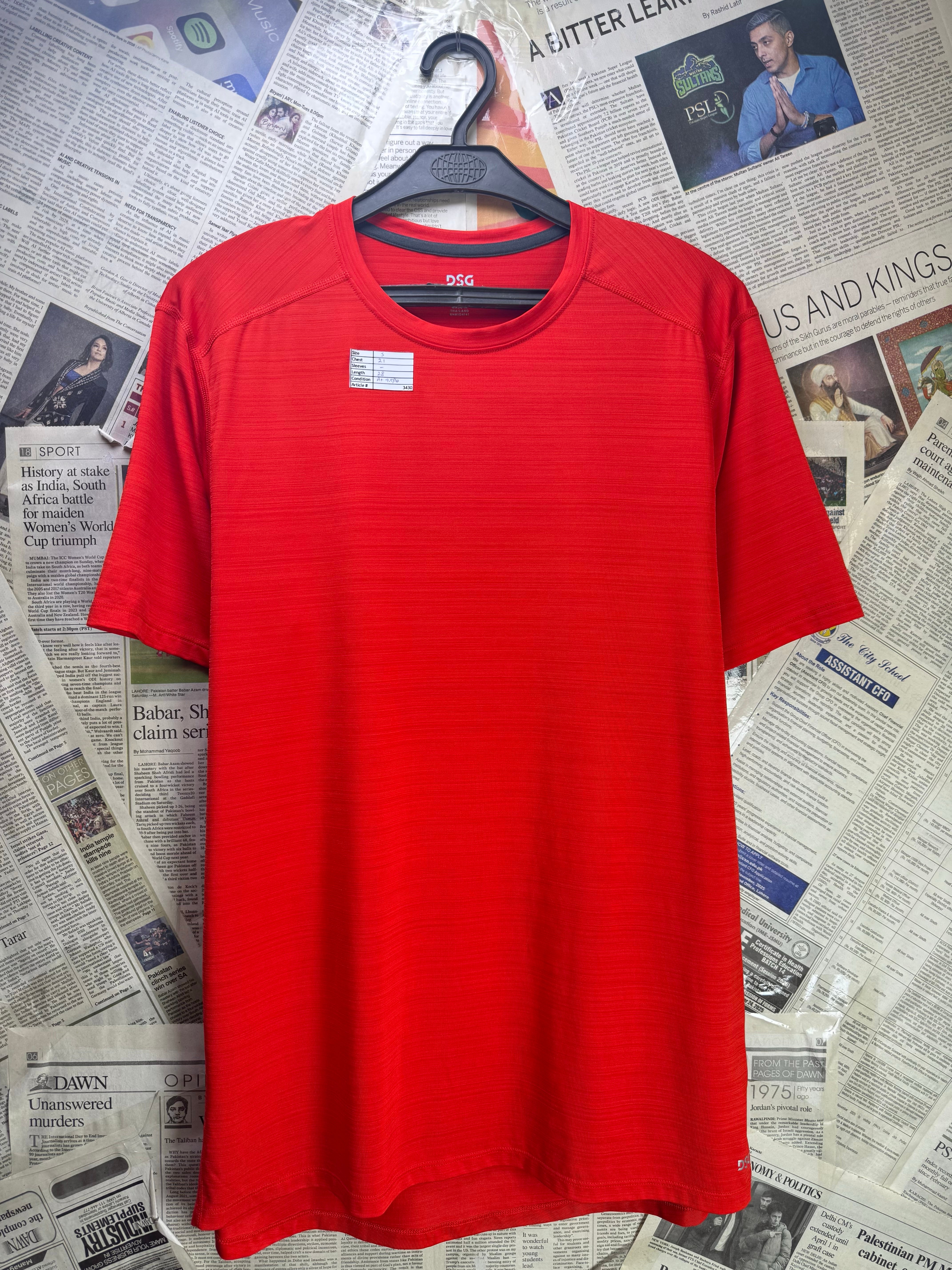 DSG® Small | Chest: 21" | Red | Gym T-Shirt | Poly - Spandex | 3430 - Genuine Maal