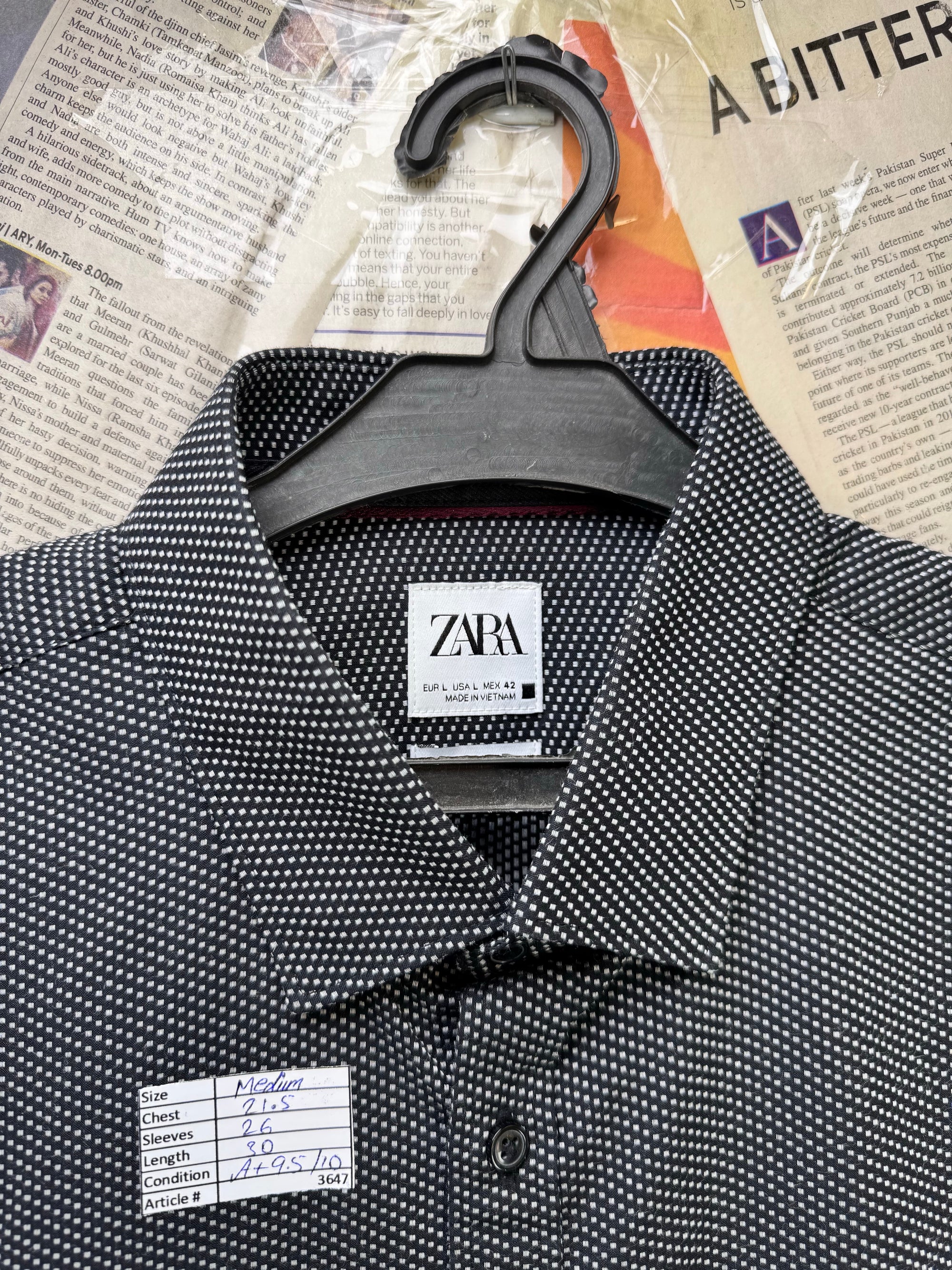 Zara® Medium | Chest: 21.5" | Black | Polka Dots Shirt | Cotton - Poly | 3647 - Genuine Maal