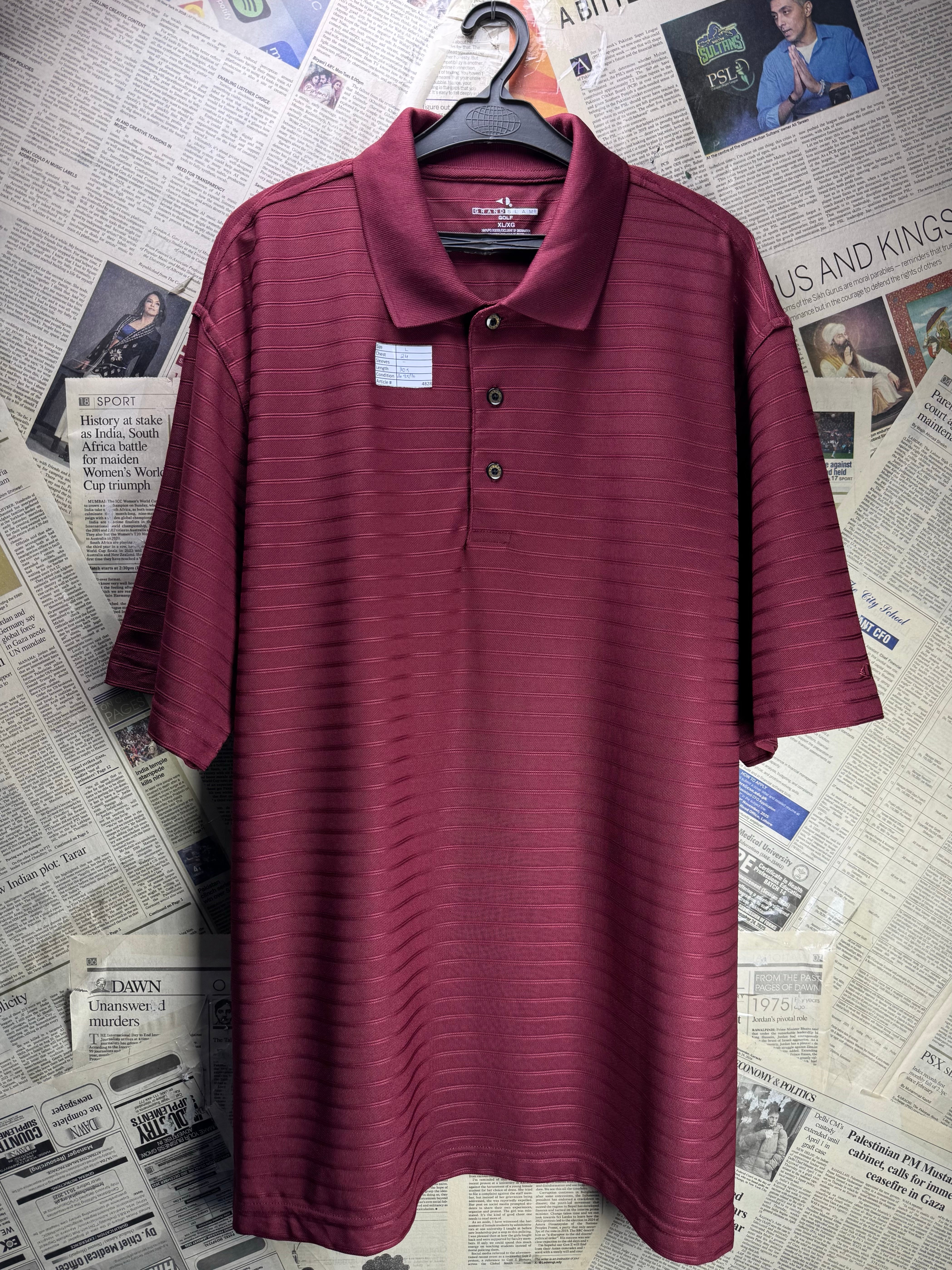 Grandslam® Large | Chest: 24" | Red | Golf Polo | Polyester | 4828 - Genuine Maal