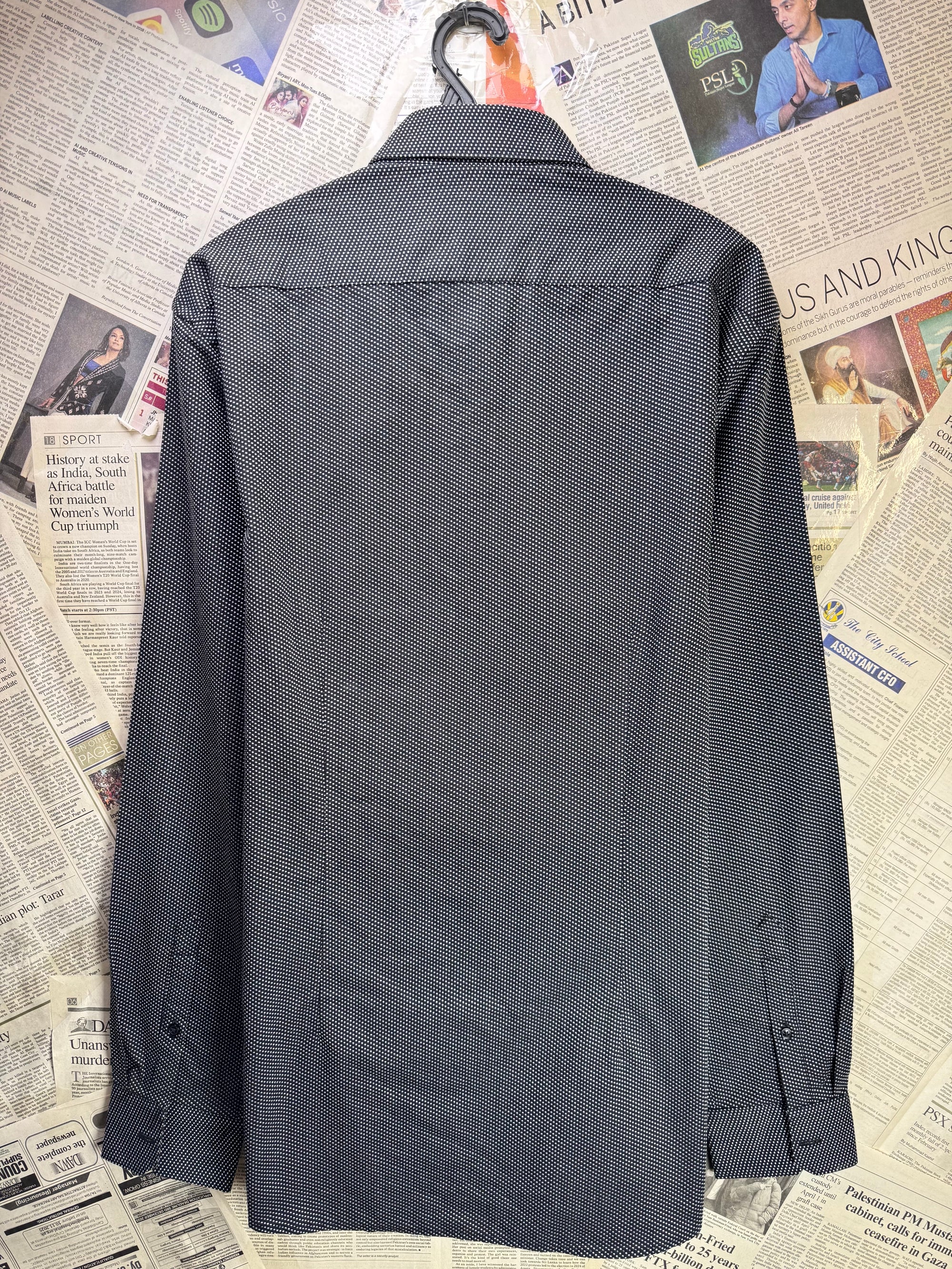 Zara® Medium | Chest: 21.5" | Black | Polka Dots Shirt | Cotton - Poly | 3647 - Genuine Maal