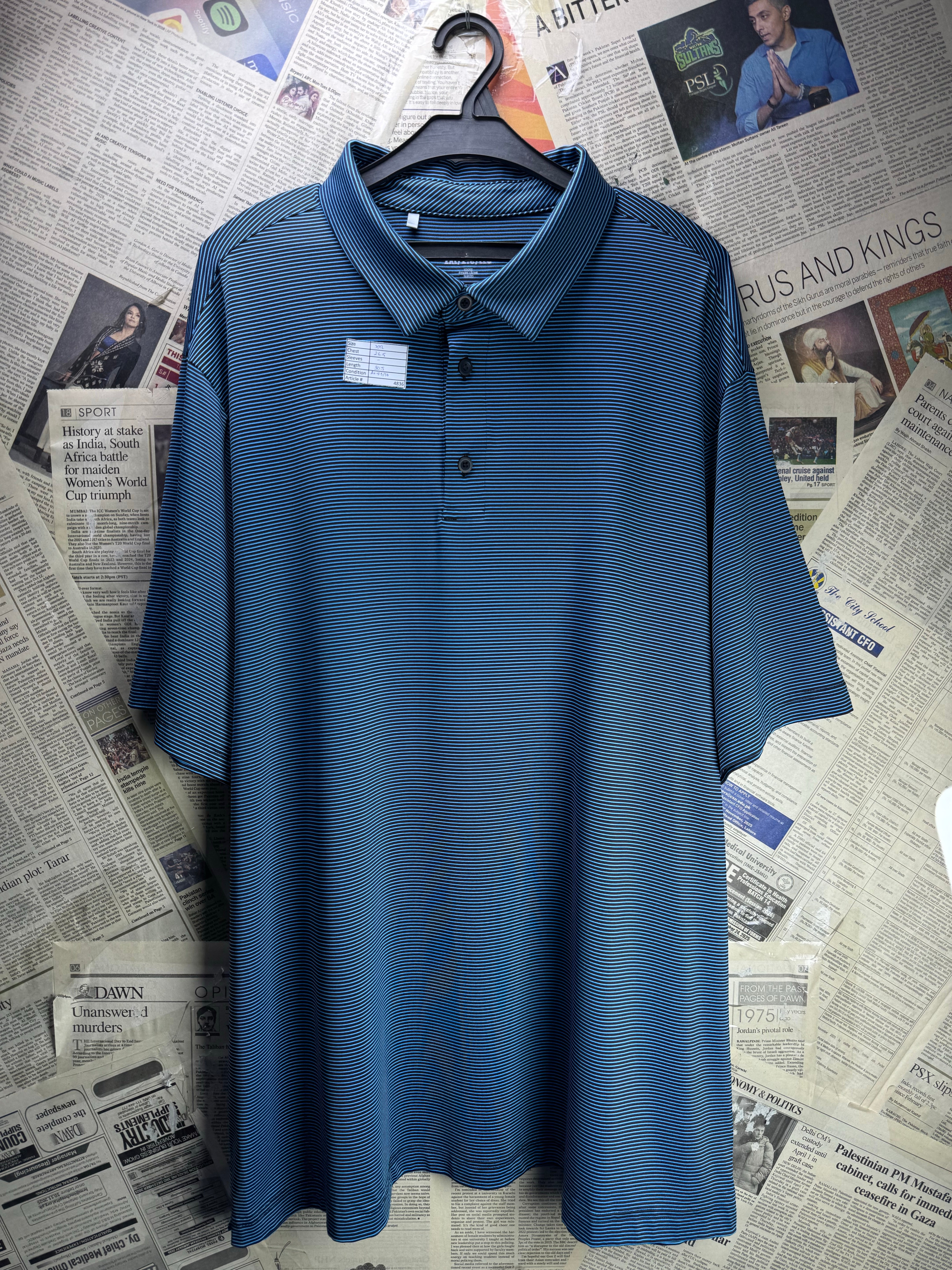 Under Armo*r® XXL | Chest: 26.5" | Stripes | Golf Polo | Poly - Elastane | 4836 - Genuine Maal