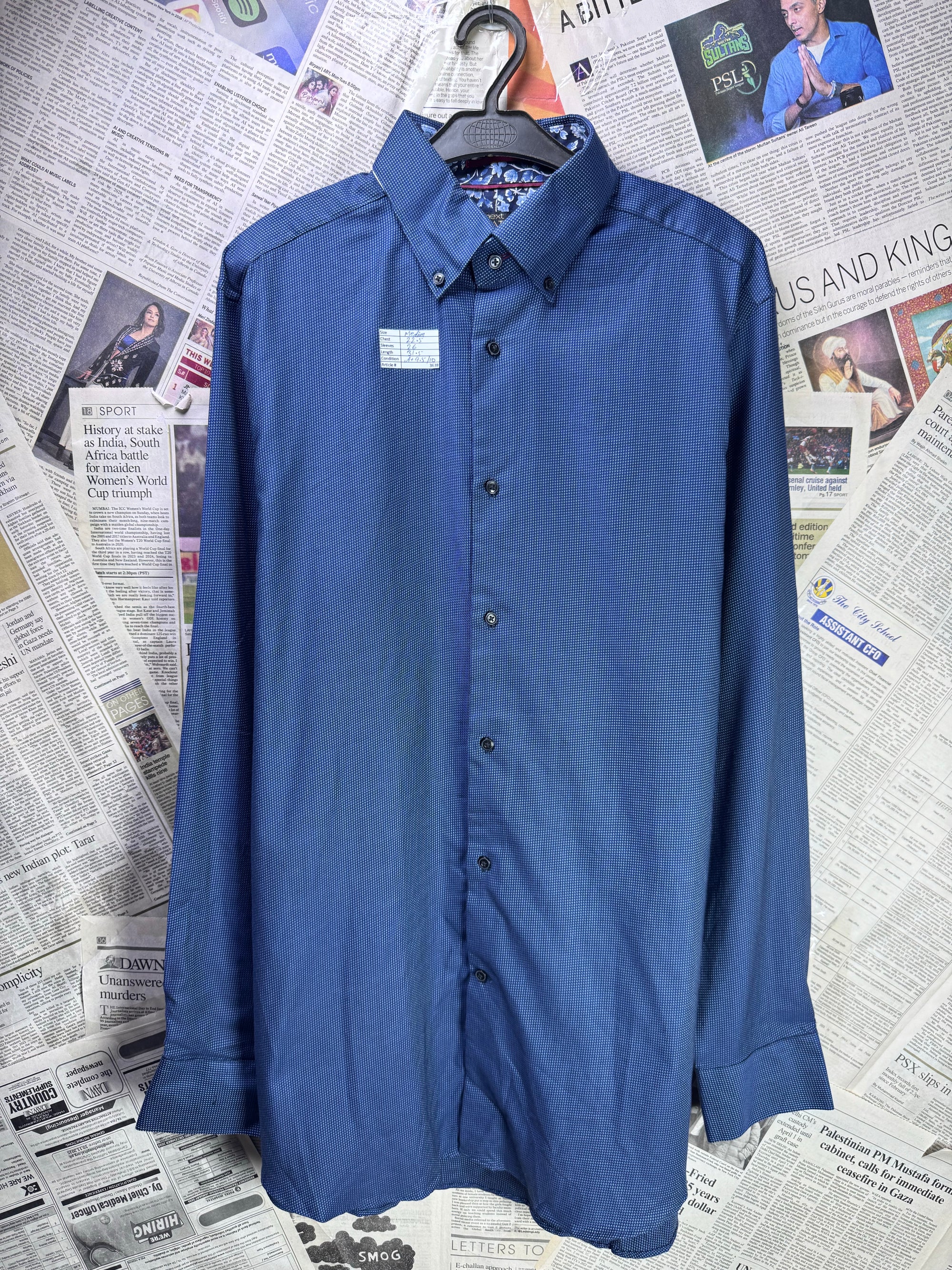 Next® Medium | Chest: 22.5" | Navy Blue | Dotted Shirt | Cotton | 3638 - Genuine Maal