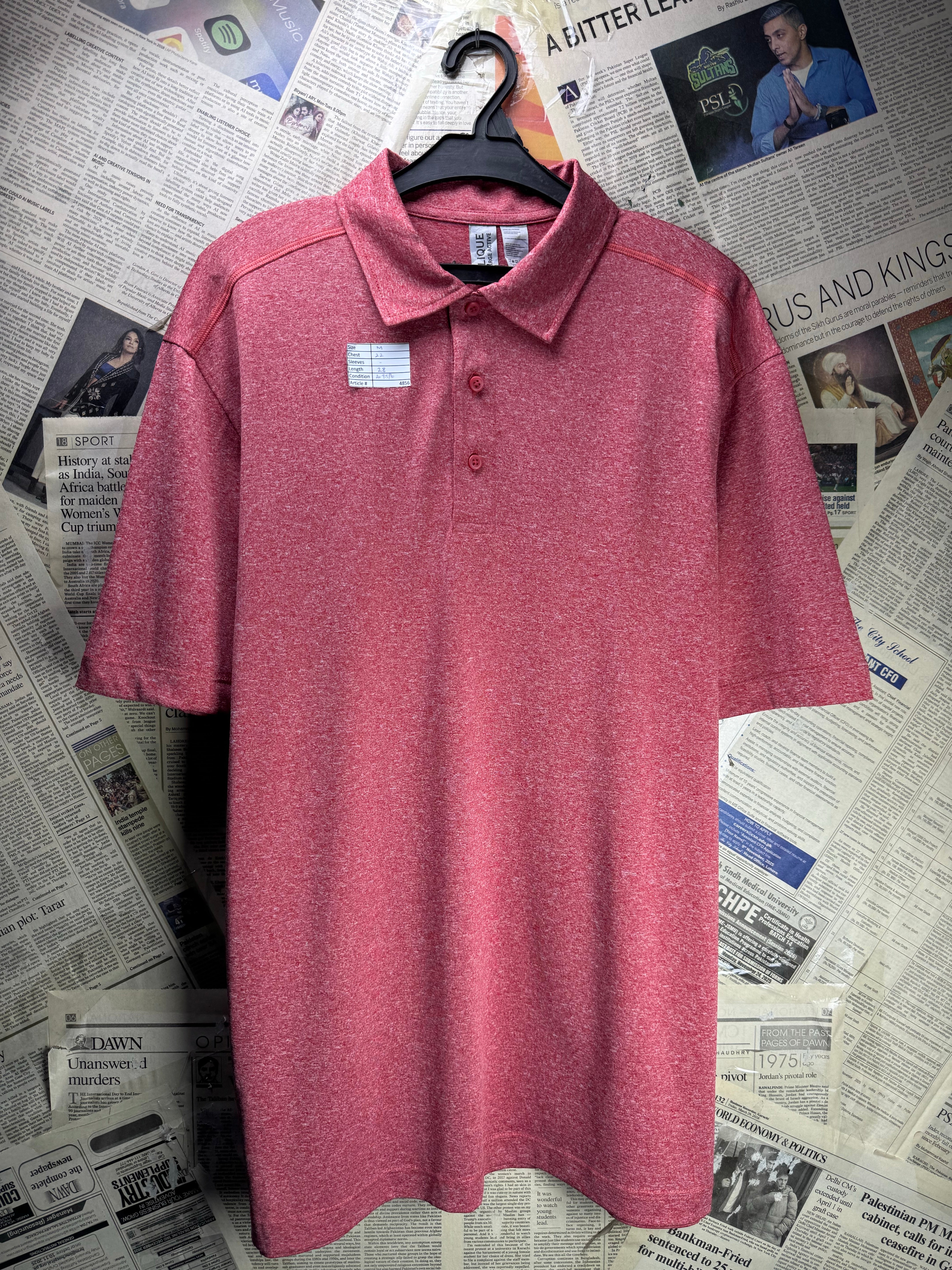 Clique® Medium | Chest: 22" | Pink | Golf Polo | Polyester | 4856 - Genuine Maal