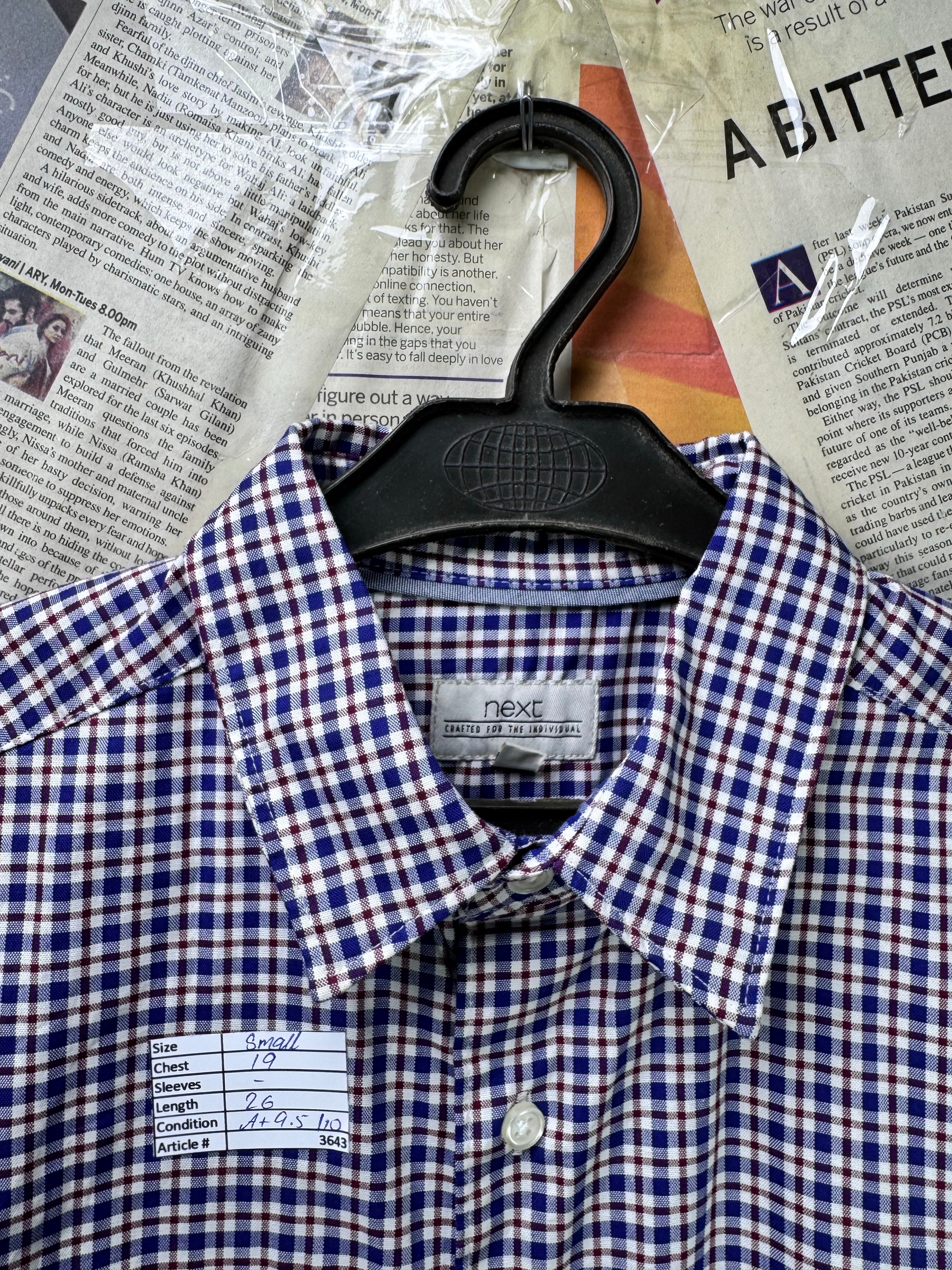 Next® Small | Chest: 19" | Multicolor | Check Shirt | Cotton | 3643 - Genuine Maal