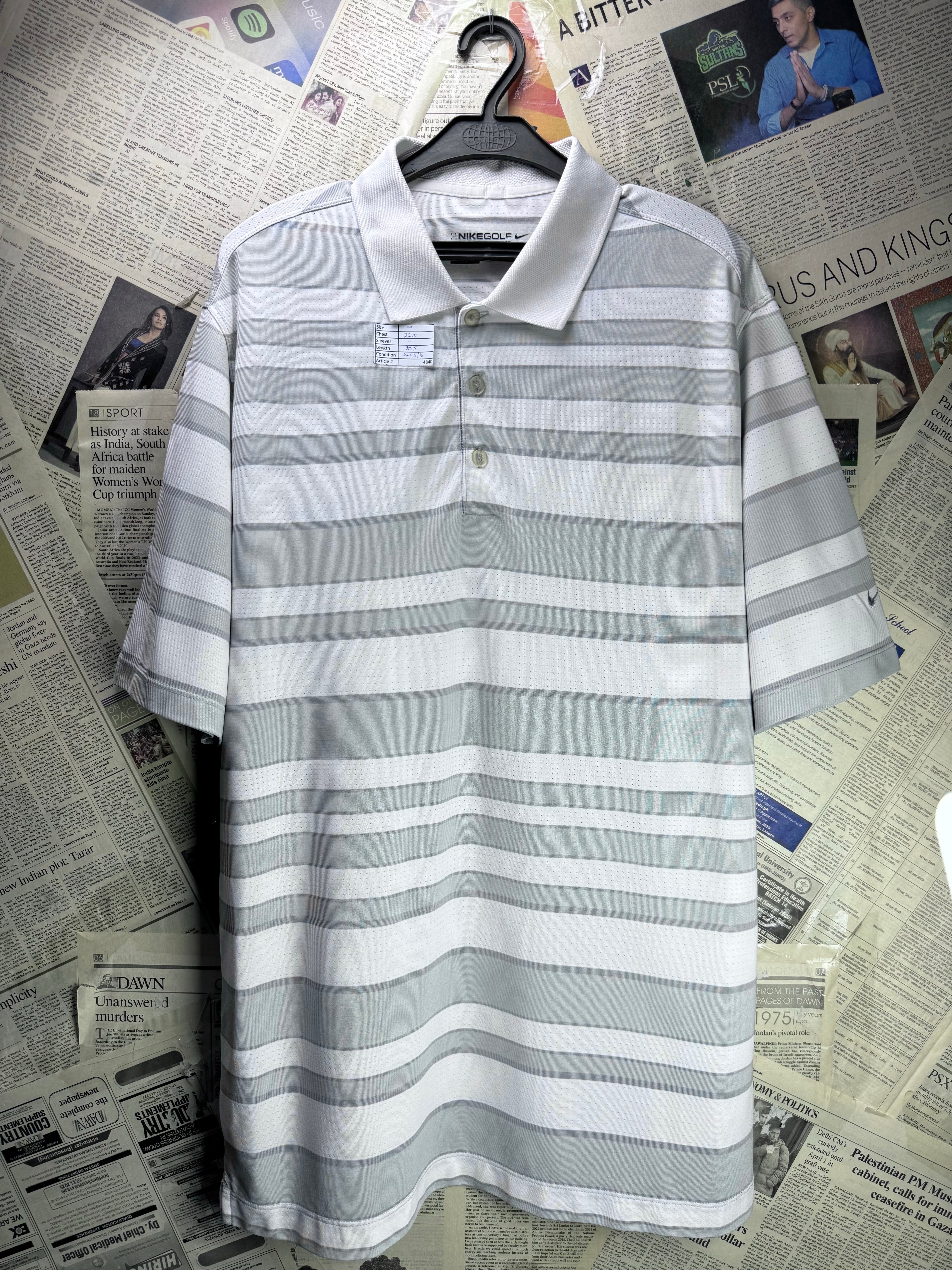 N*ke® Medium | Chest: 22.5" | Stripes | Golf Polo | Polyester | 4840 - Genuine Maal