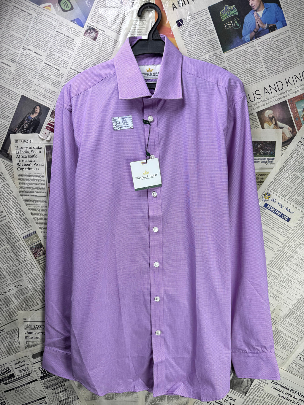 Taylor & Hunt® Medium | Chest: 21.5" | Light Voilet | Shirt | Cotton | 3636 - Genuine Maal