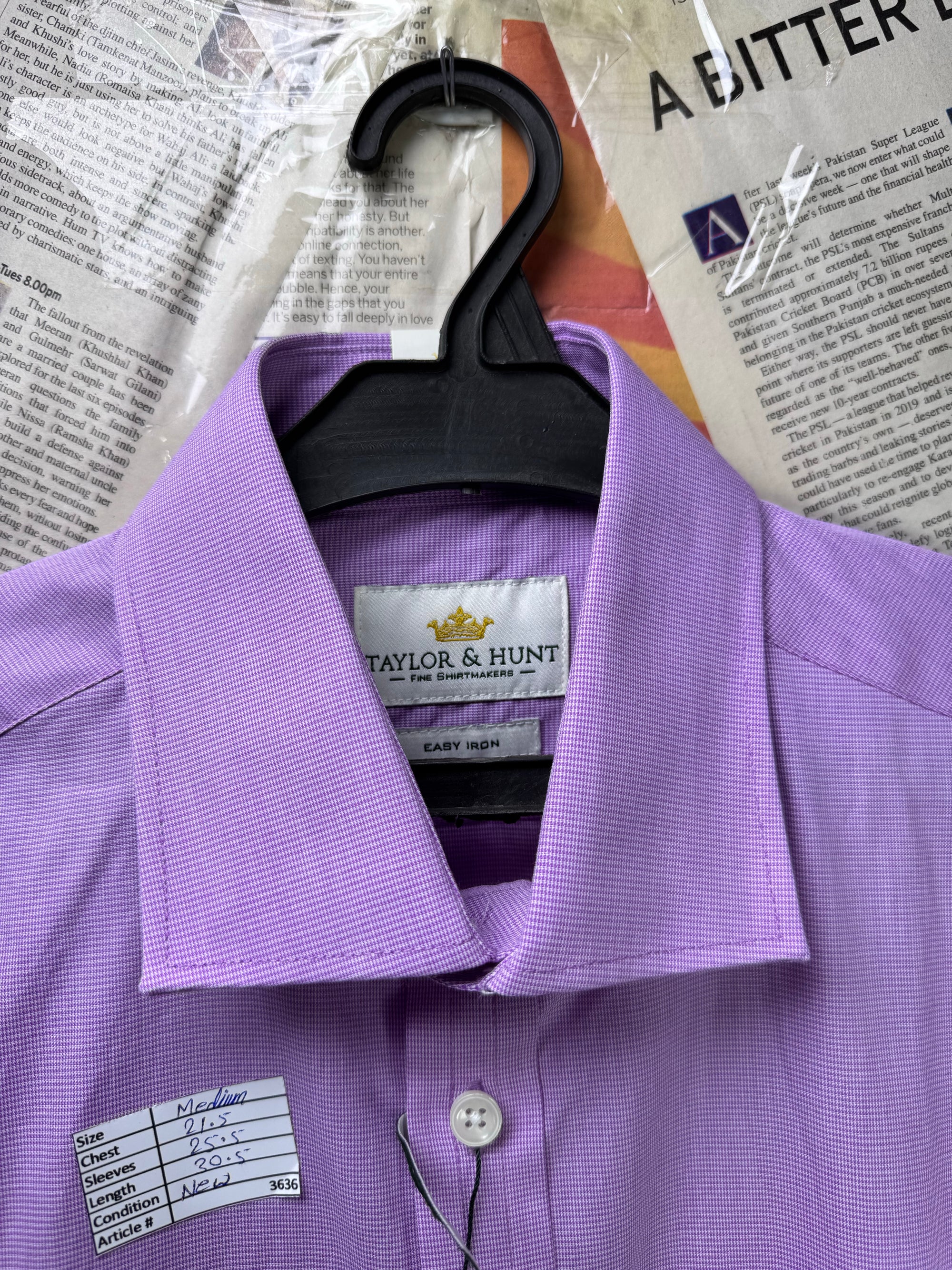 Taylor & Hunt® Medium | Chest: 21.5" | Light Voilet | Shirt | Cotton | 3636 - Genuine Maal