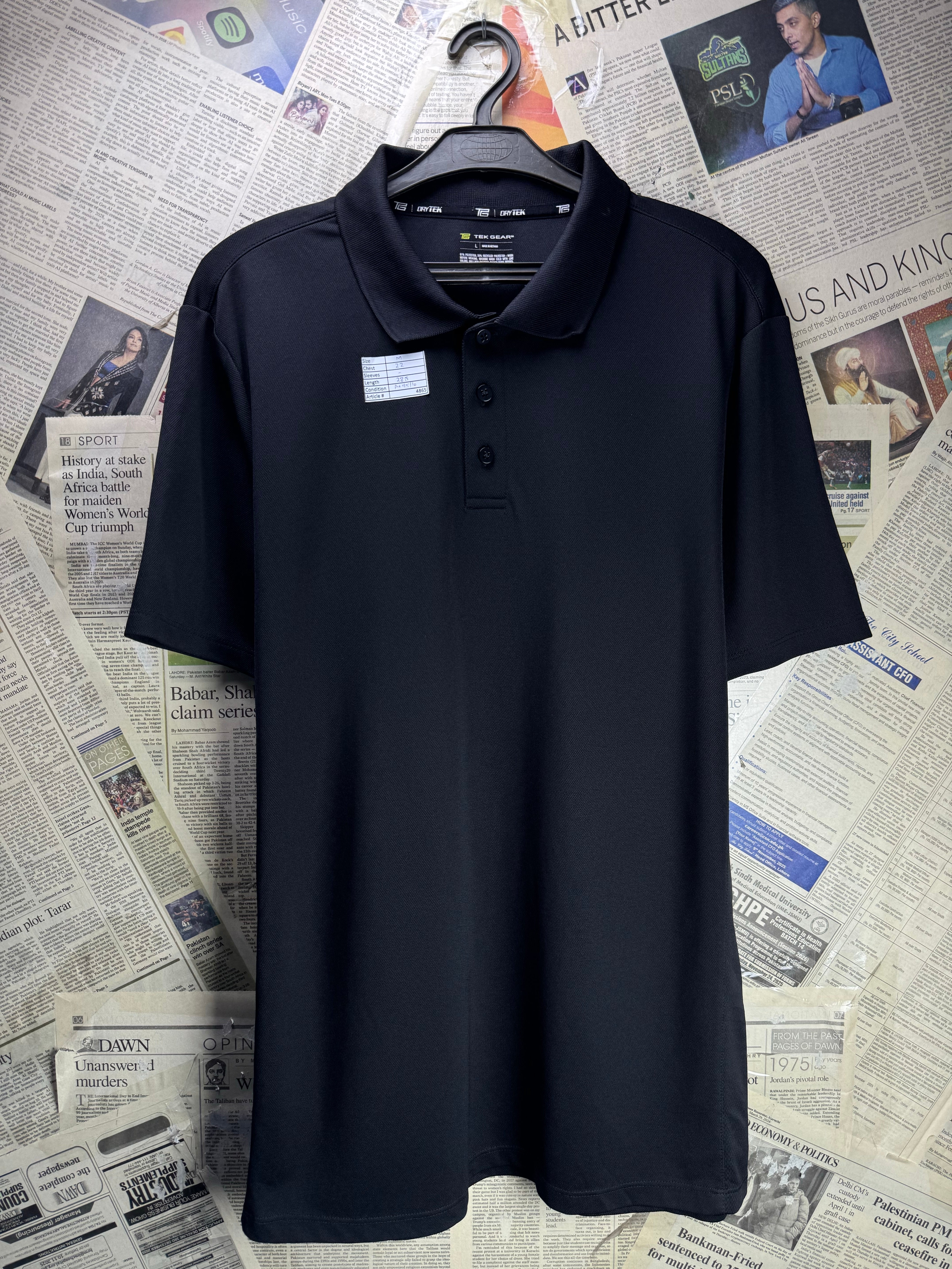 Tek Gear® Medium | Chest: 22" | Black | Golf Polo | Polyester | 4865 - Genuine Maal