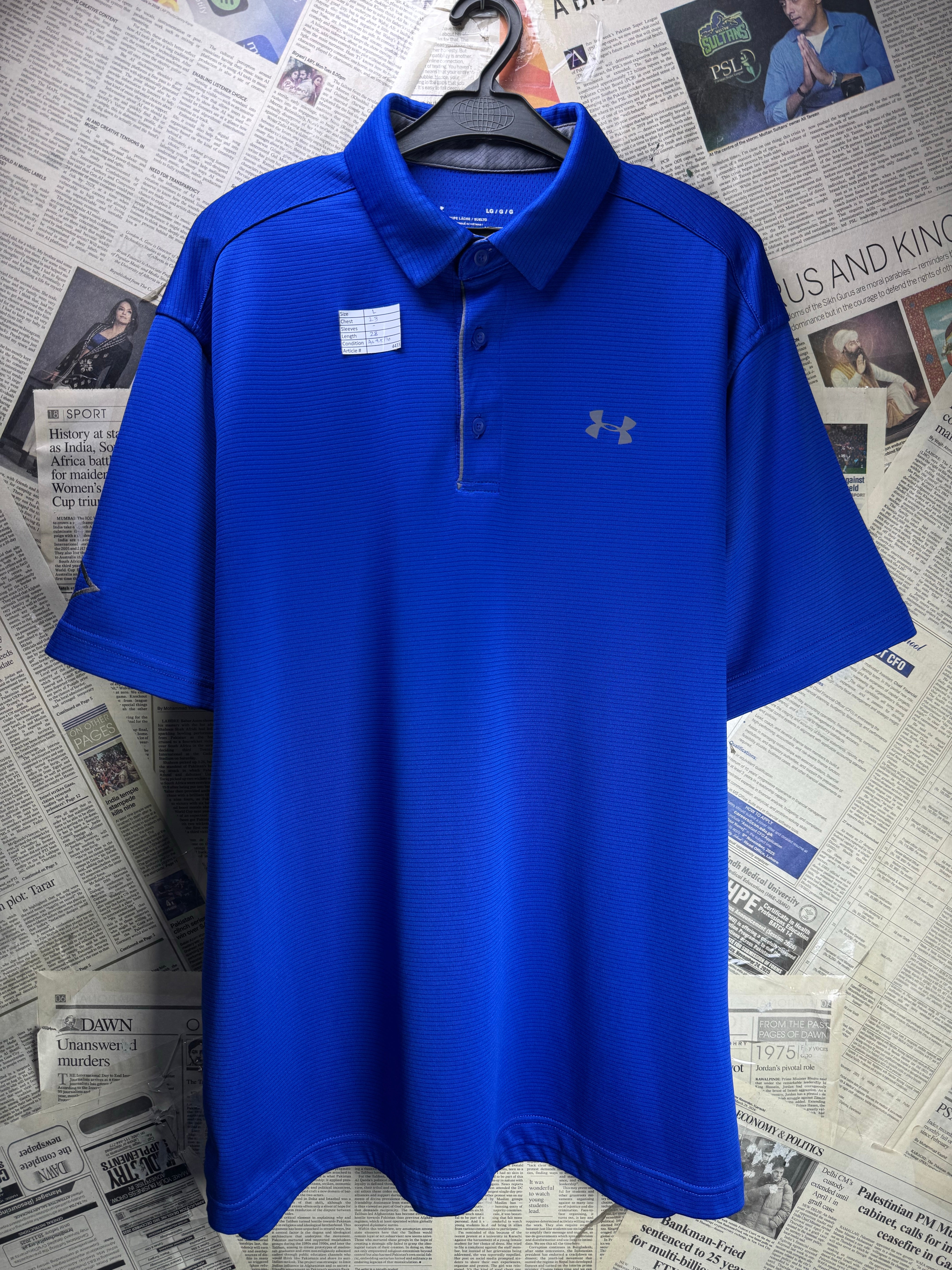 Under Armo*r® Large | Chest: 23" | Blue | Golf Polo | Polyester | 4433 - Genuine Maal