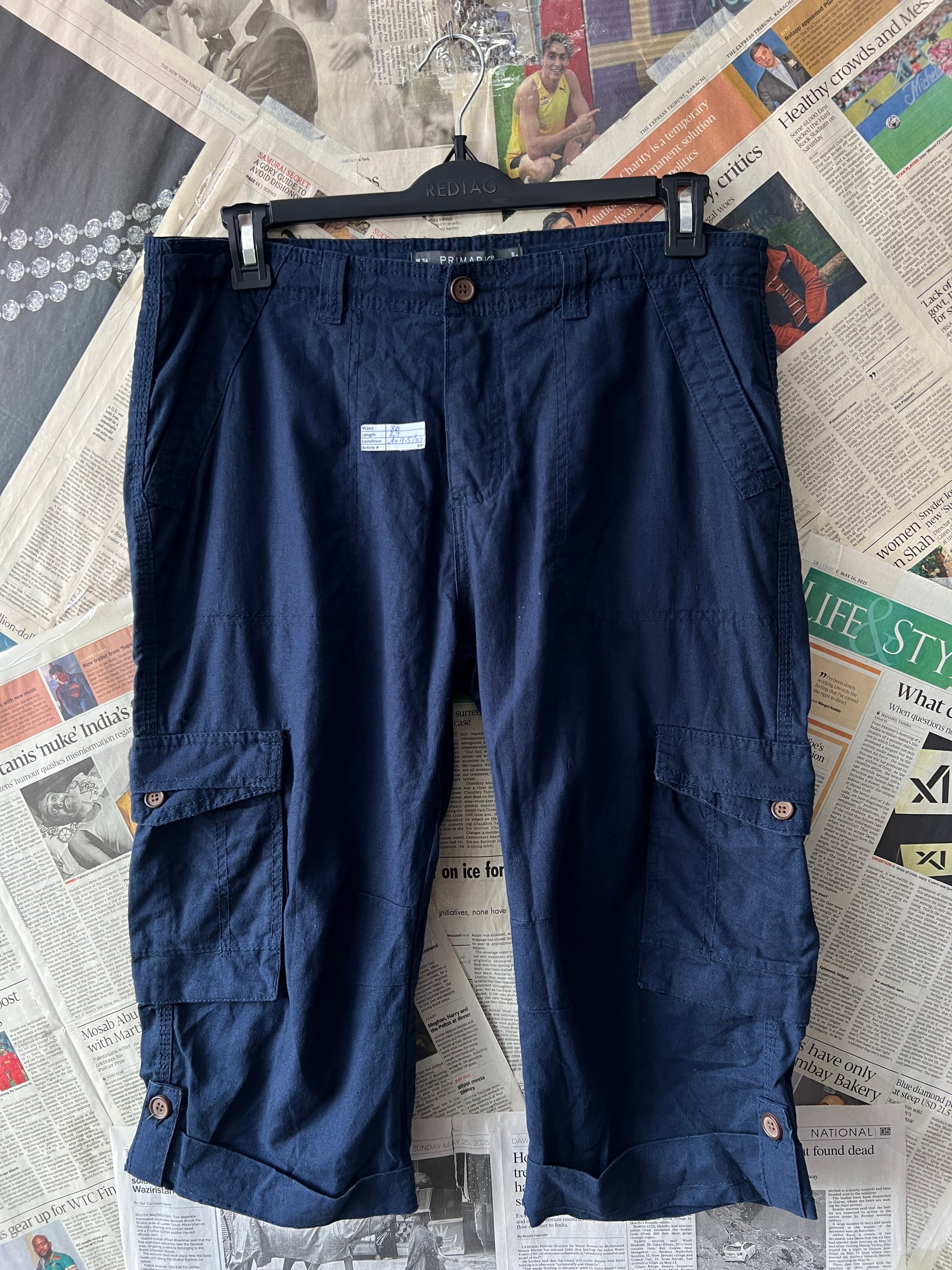 Primark® Waist: 36" | Navy Blue | Three Quarter Shorts | 890 - Genuine Maal