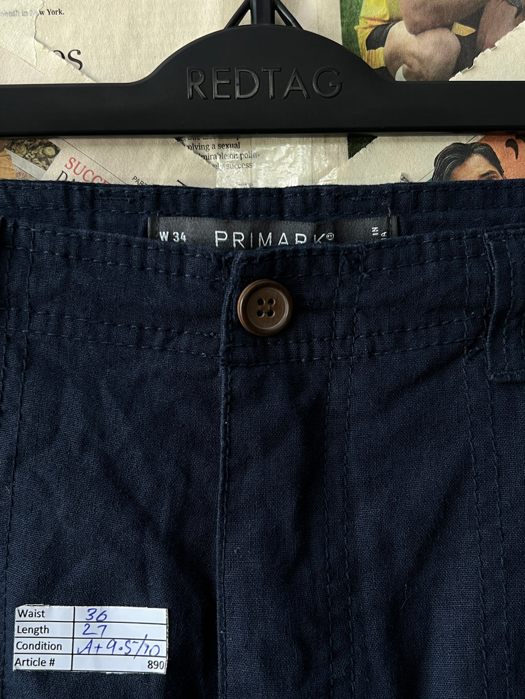 Primark® Waist: 36" | Navy Blue | Three Quarter Shorts | 890 - Genuine Maal