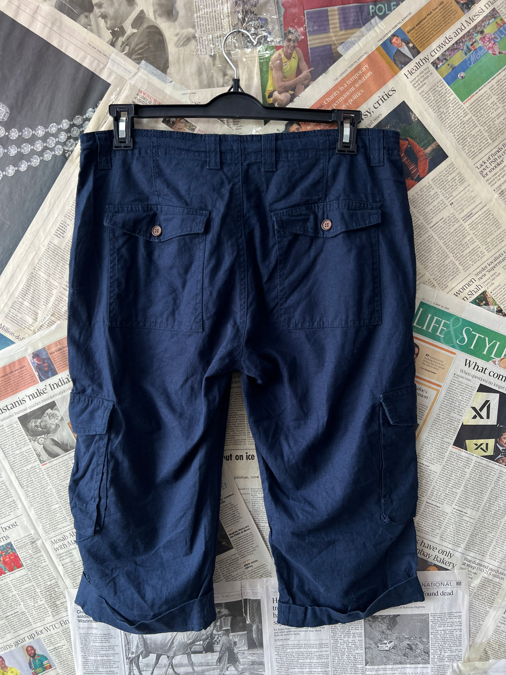 Primark® Waist: 36" | Navy Blue | Three Quarter Shorts | 890 - Genuine Maal