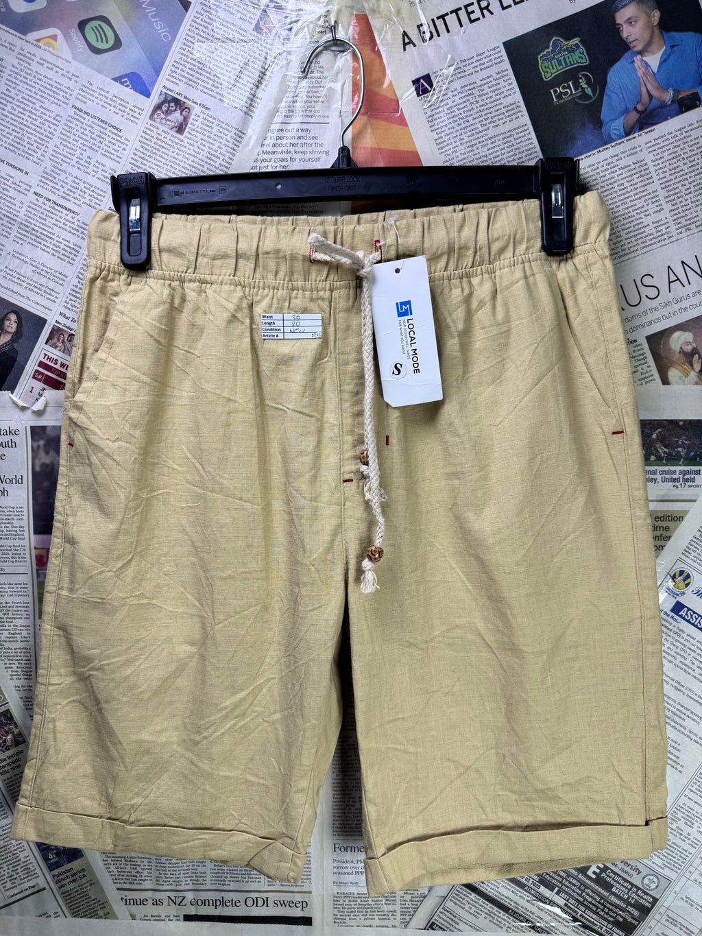 LM® Waist: 30" | Light Brown | Shorts | Cotton - Linen | 1241 - Genuine Maal