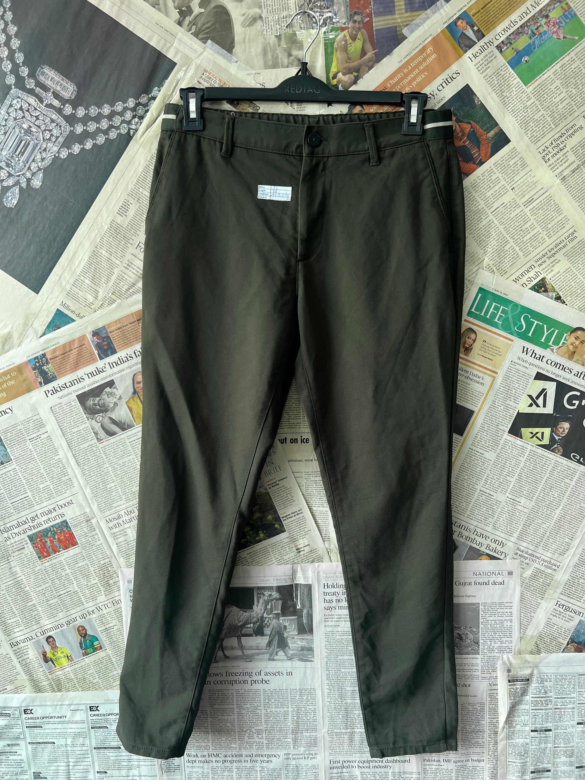 ZARA® Waist: 32" | Olive | Chino Pants | 910 - Genuine Maal