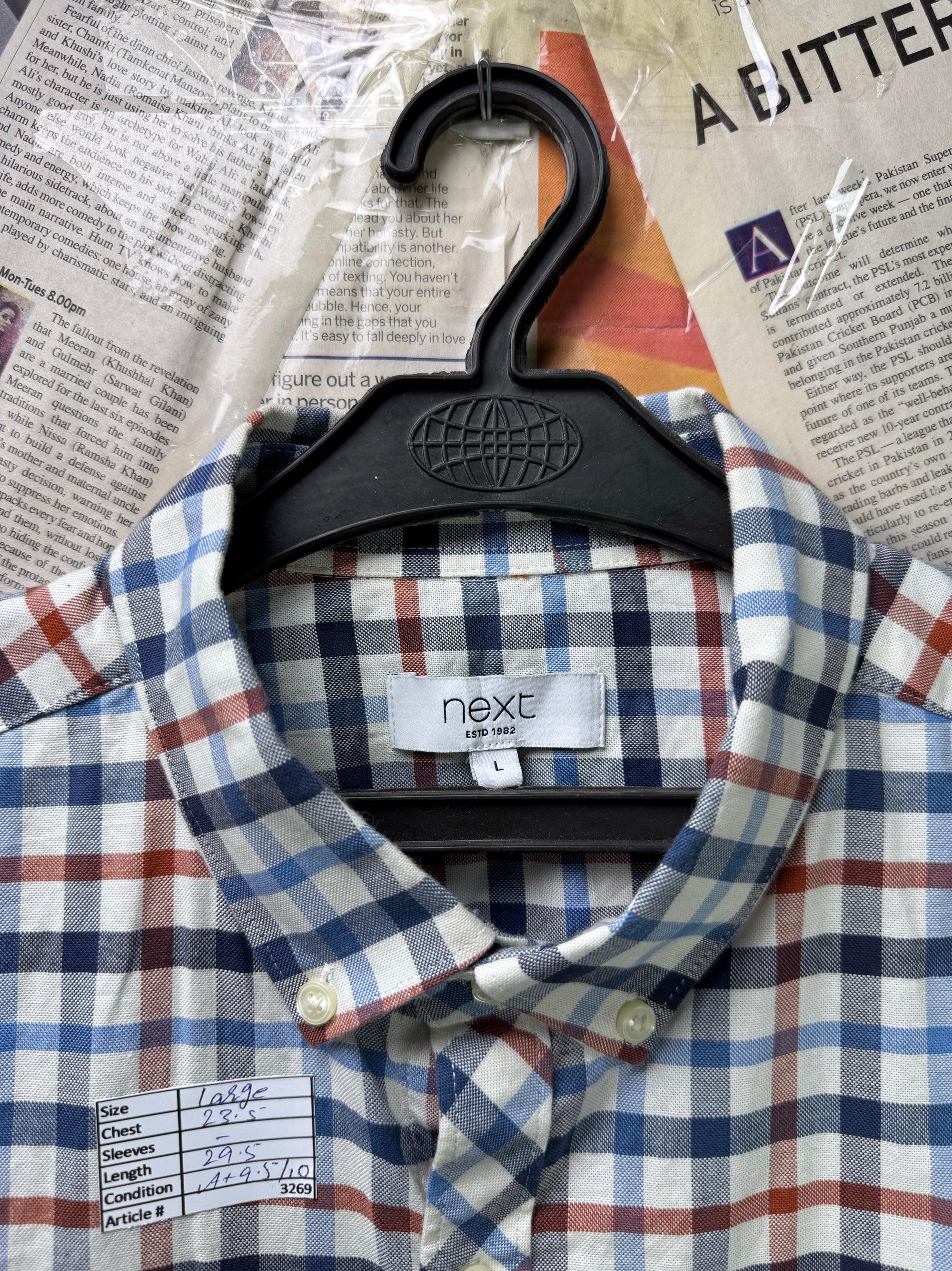 Next® Large | Chest: 23.5" | Multicolor Check | Shirt | Cotton - Elastane | 3269 - Genuine Maal