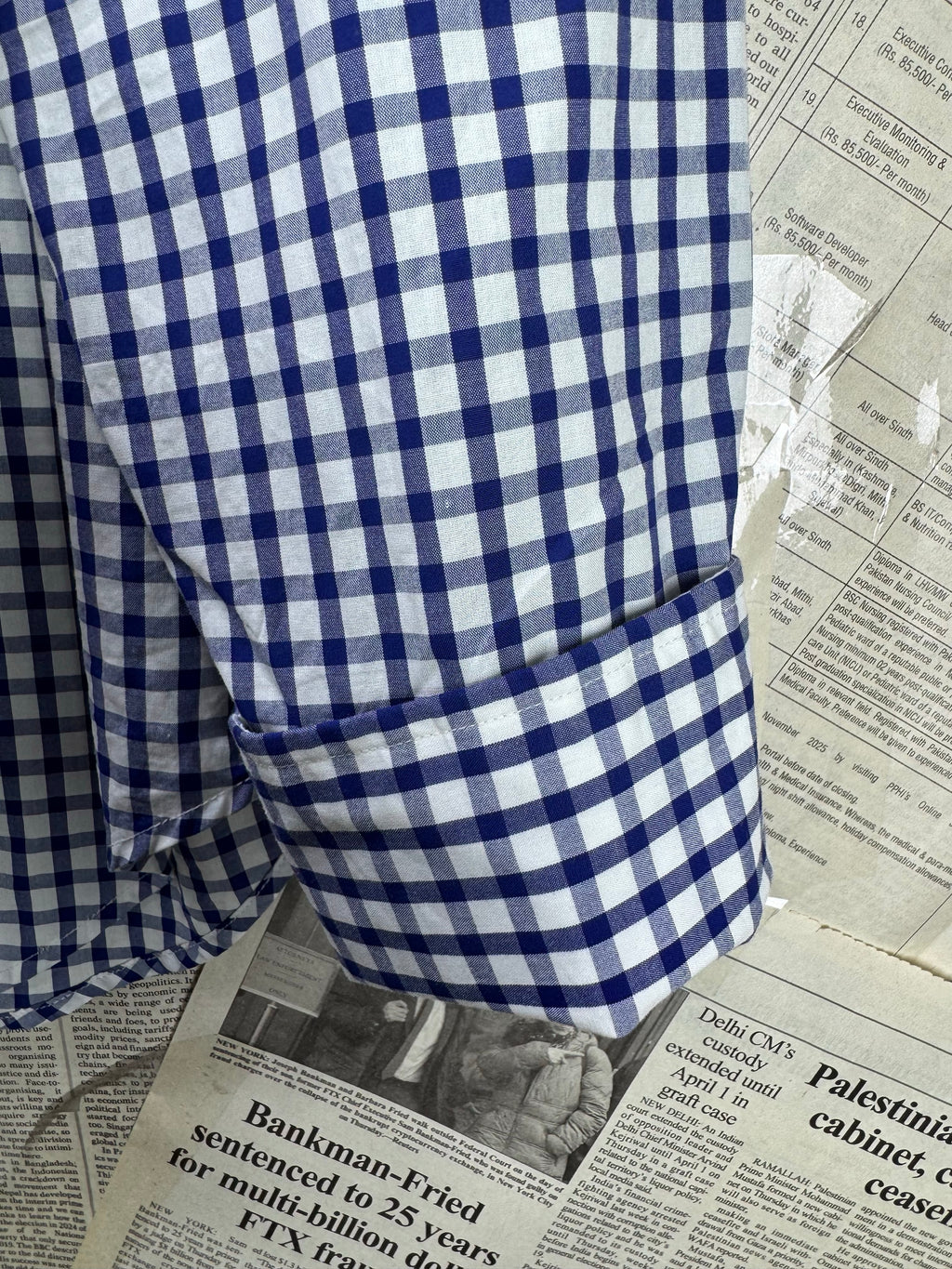 TM LEWIN® Small | Chest: 21" | Blue & White Check | Formal Shirt | Cotton | 3272 - Genuine Maal