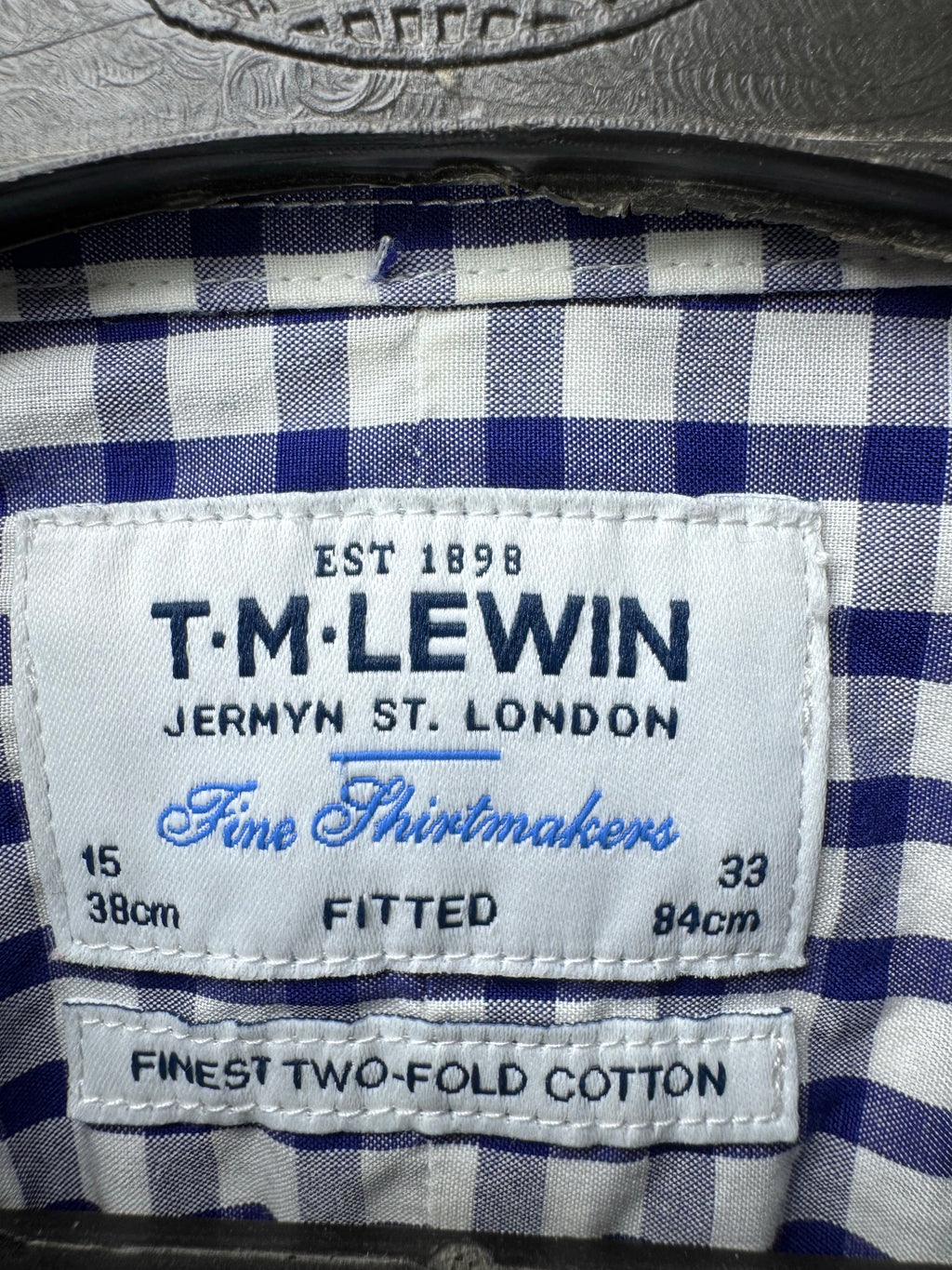 TM LEWIN® Small | Chest: 21" | Blue & White Check | Formal Shirt | Cotton | 3272 - Genuine Maal