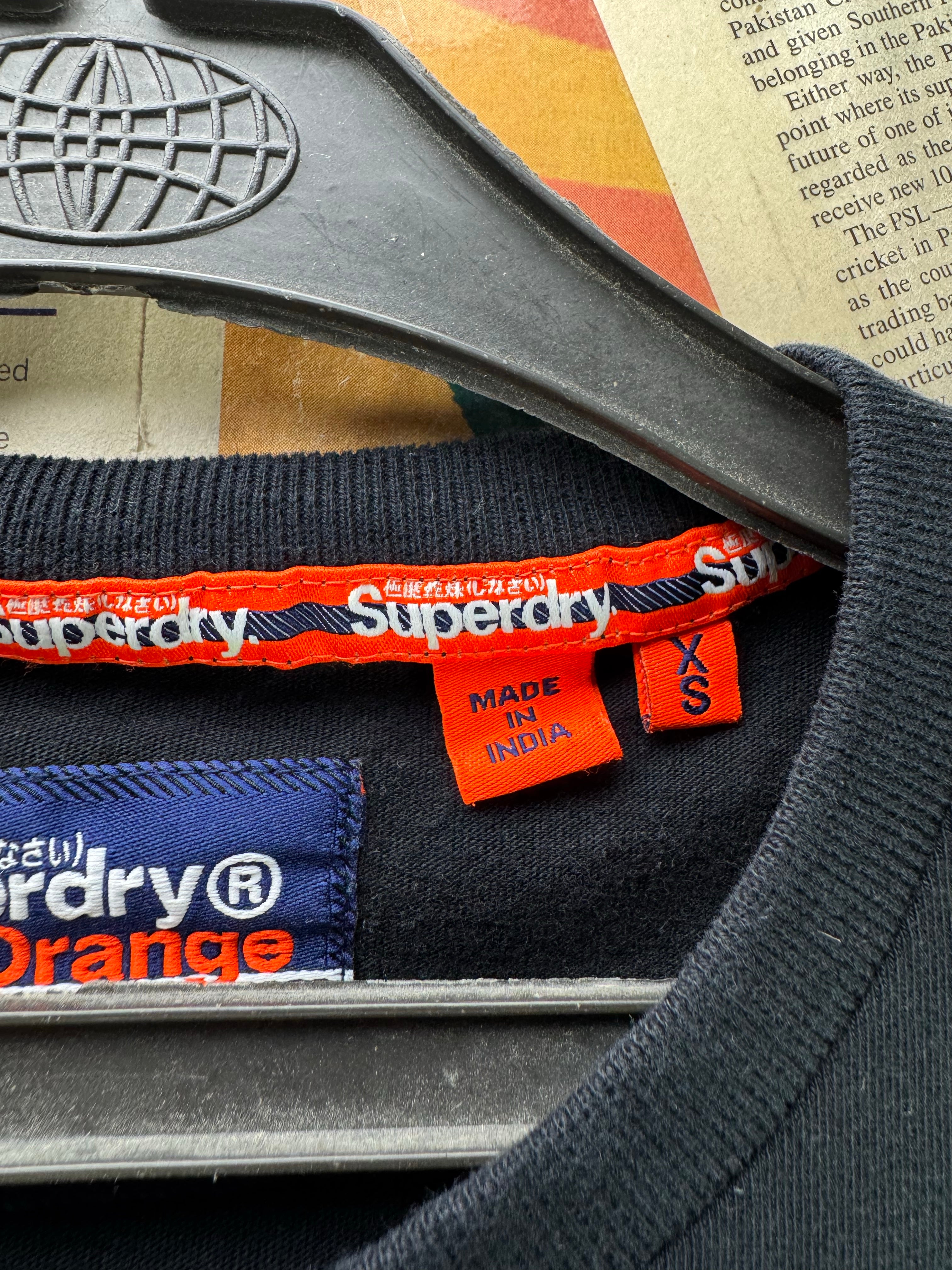 Superdry® XS | Chest: 17.5" | T-Shirt | Black | Cotton | 4437 - Genuine Maal