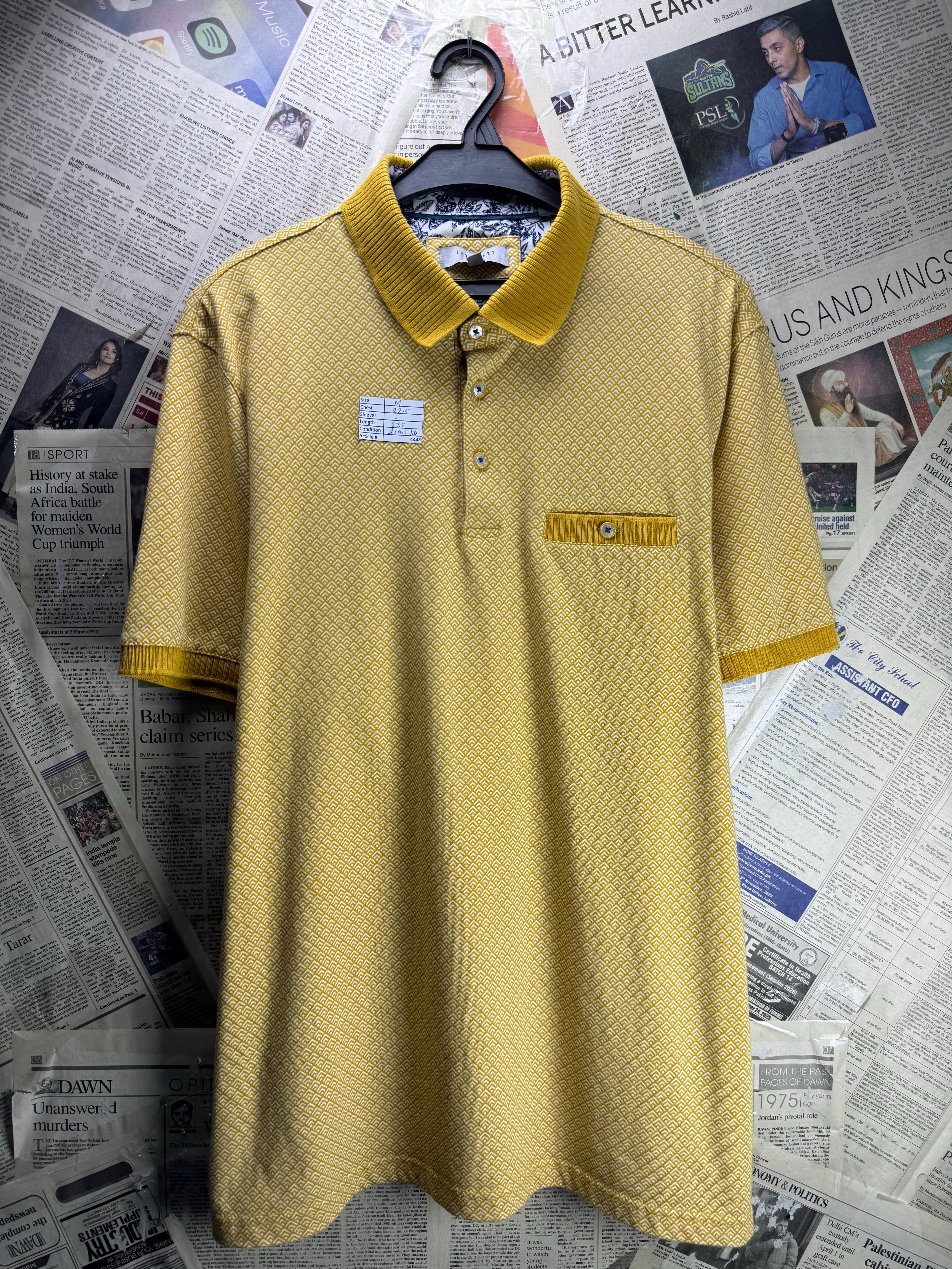 Ted Baker® Medium | Chest: 22.5" | Yellow | Polo Shirt | Cotton | 4448 - Genuine Maal