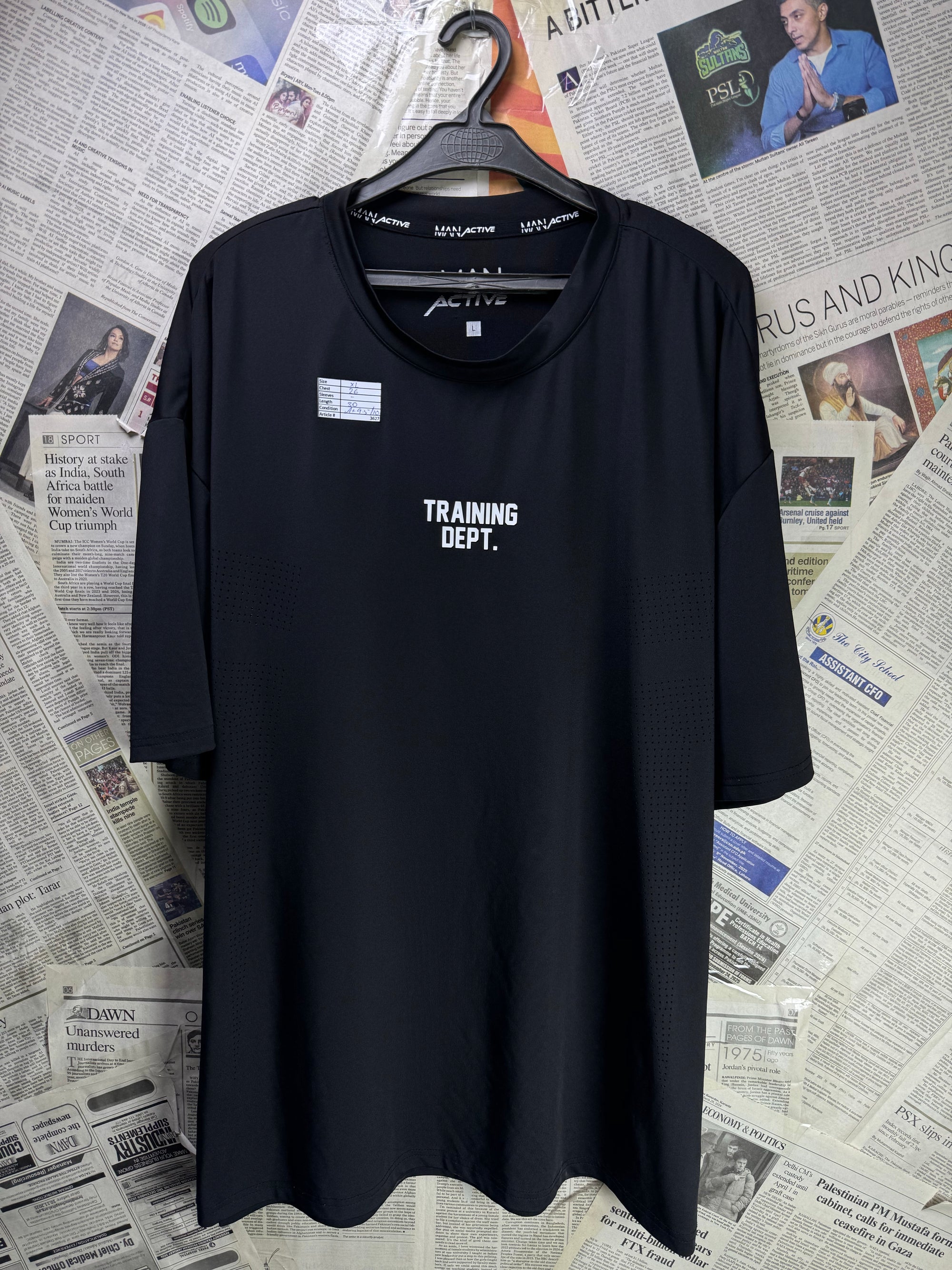 Man® XL | Chest: 26" | Black | Gym T-Shirt | Poly - Elastane | 3627 - Genuine Maal