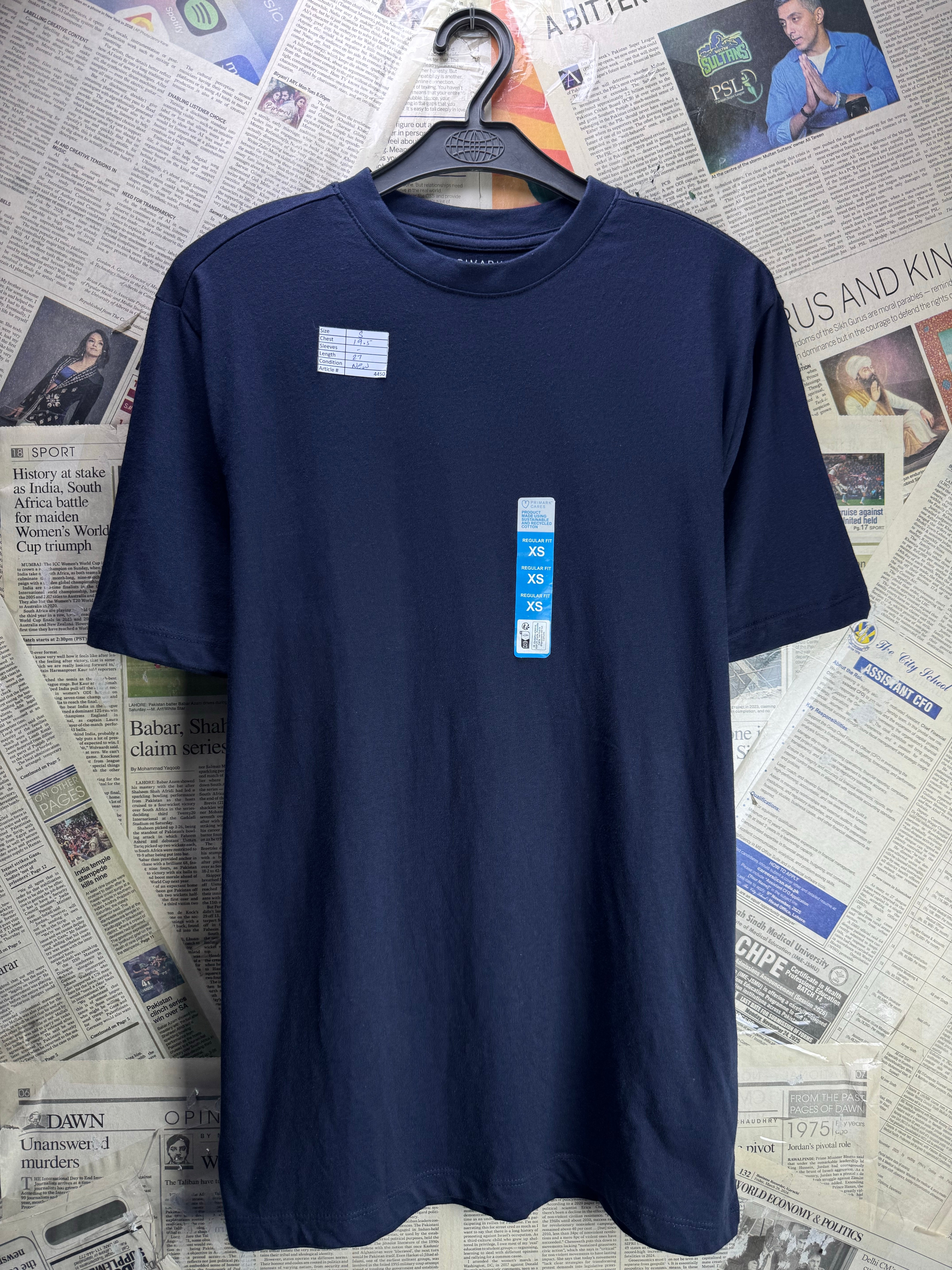 Primark® Small | Chest: 19.5" | Blue | T-Shirt | Cotton | 4450 - Genuine Maal