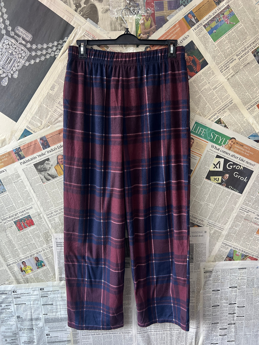 F&F® Waist: 32" to 34" | Maroon Check | Pajama | Warm | 1051 - Genuine Maal