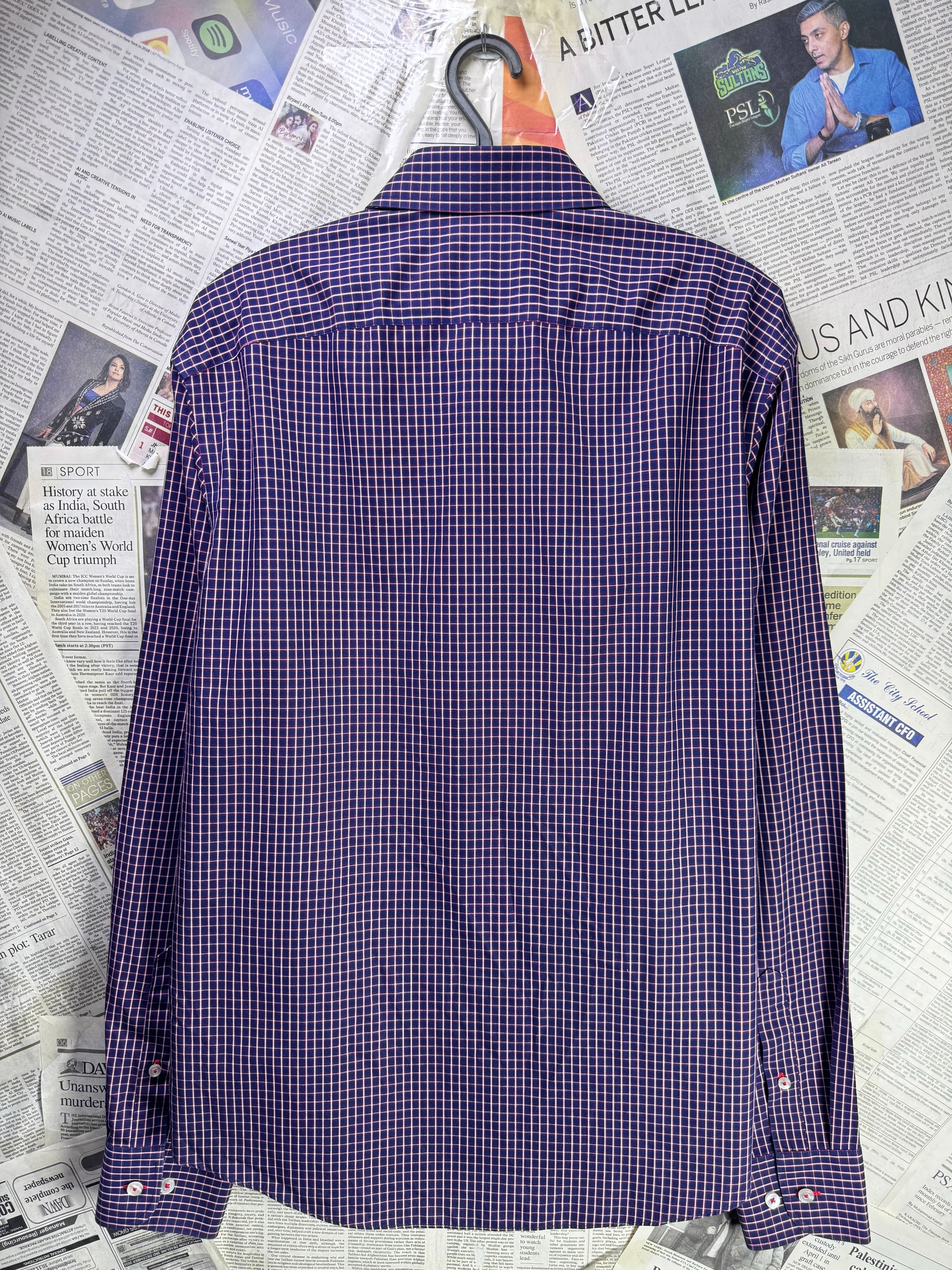 Untickit® Medium | Chest: 21.5" | Purple checks | Shirt | Cotton | 3622 - Genuine Maal