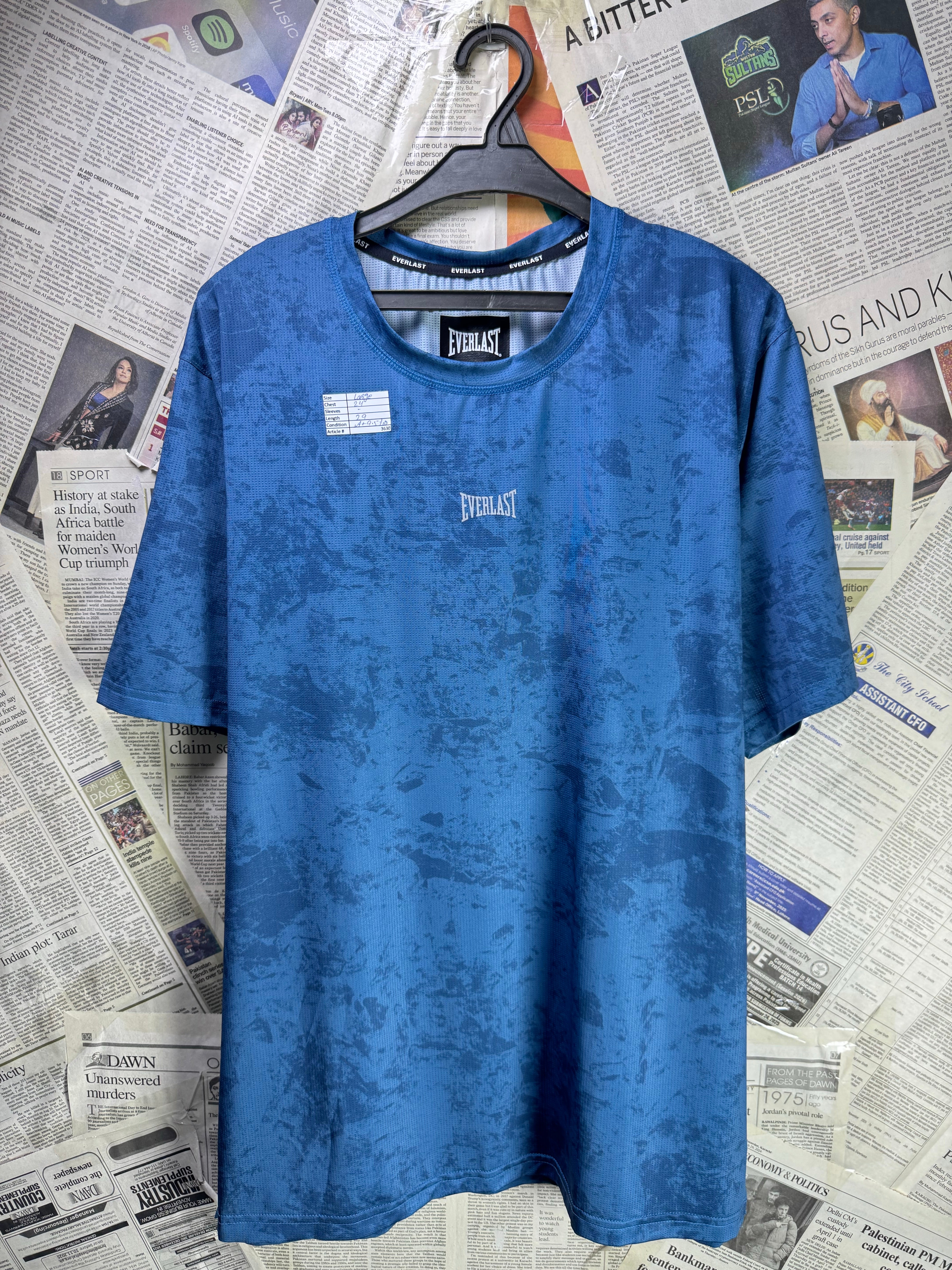 Everlast® Large | Chest: 24" | Blue | Gym T-Shirt | Poly - Elastane | 3630 - Genuine Maal