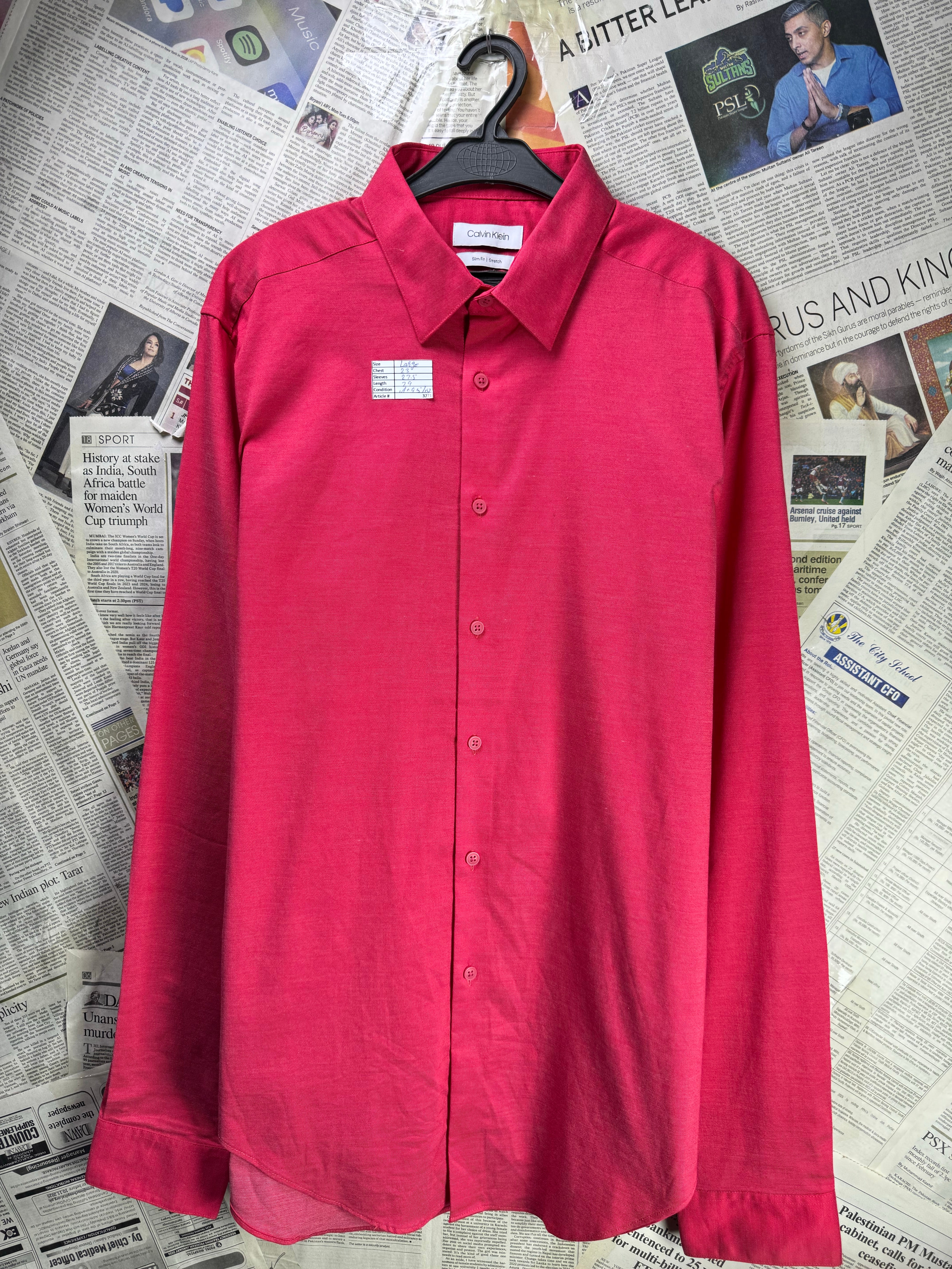 C*lven Klein® Large | Chest: 23" | Georgia Pink | Shirt | Cotton - Poly | 3271 - Genuine Maal