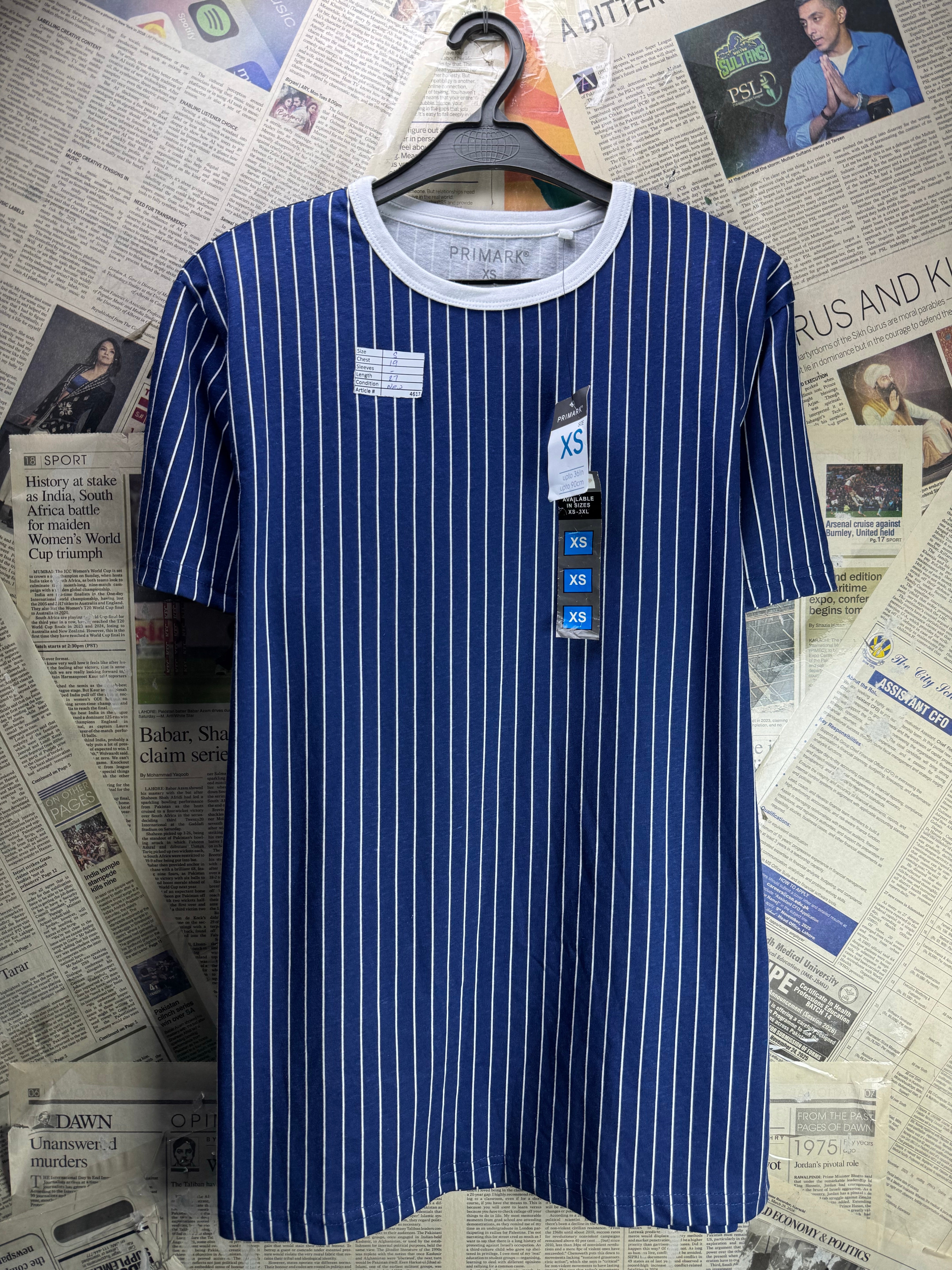 Primark® Small | Chest: 19" | Blue | T-Shirt | Cotton | 4613 - Genuine Maal