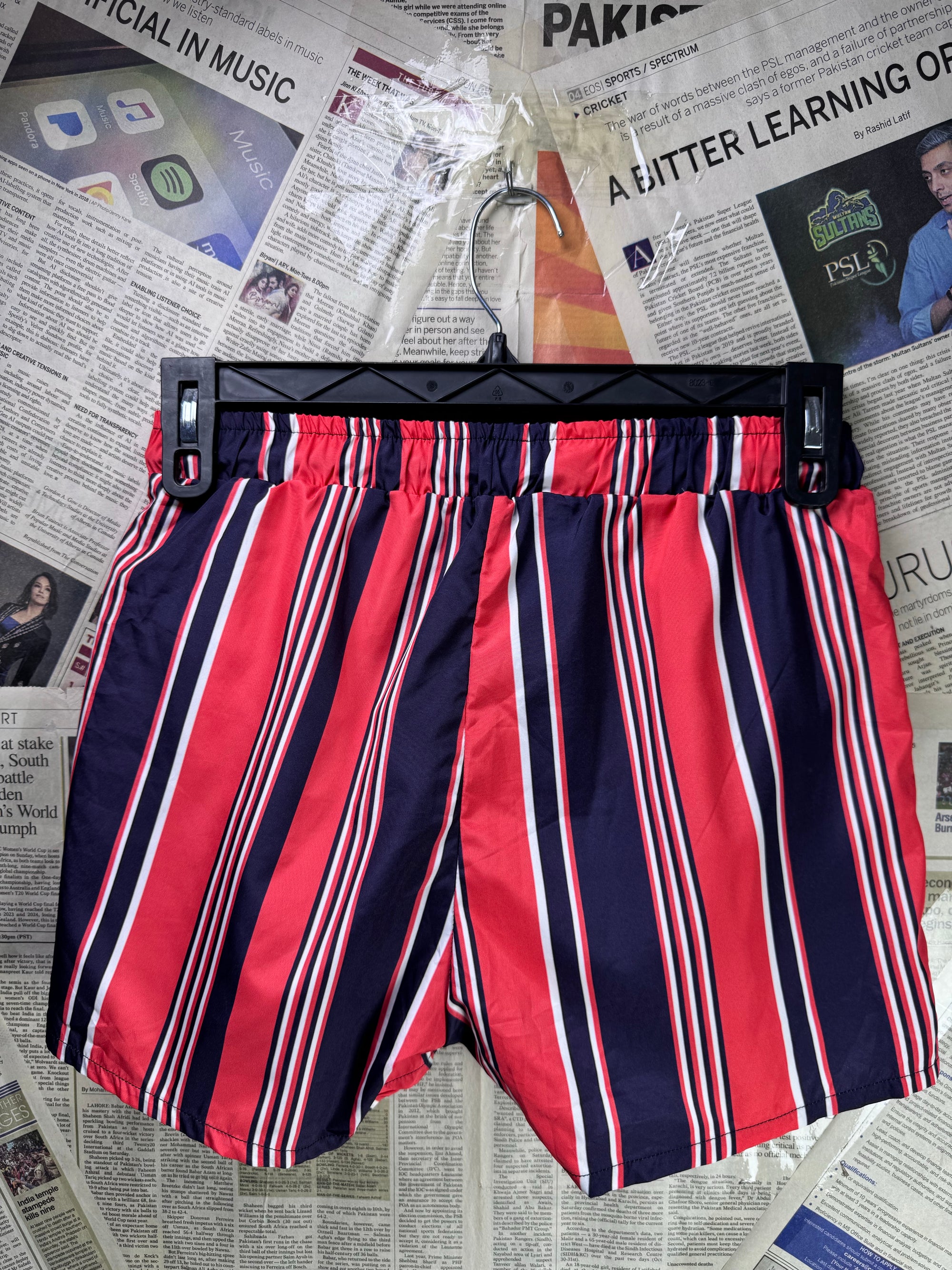Man® Waist: 26" to 28"| Red and Navy Blue | Swim Shorts | Poly | Inner: Mesh | 1243 - Genuine Maal
