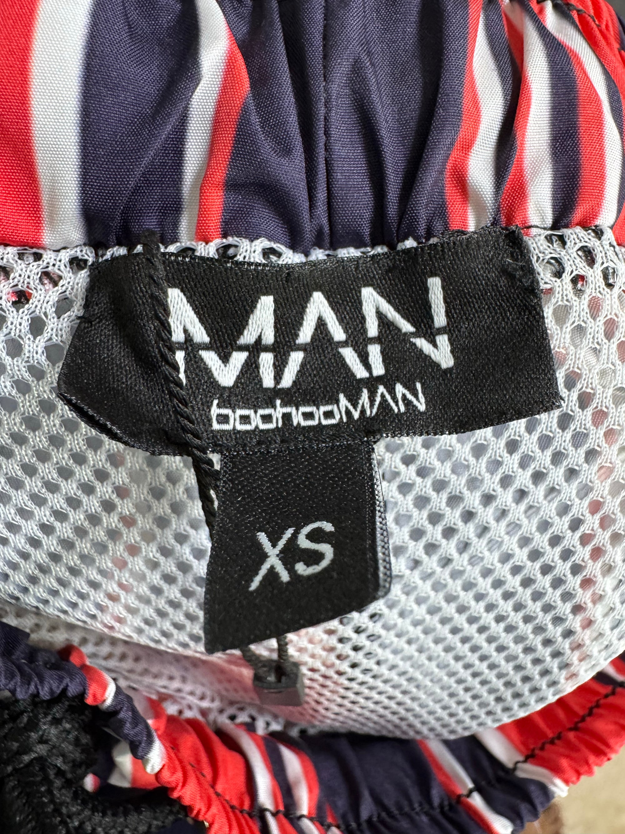 Man® Waist: 26" to 28"| Red and Navy Blue | Swim Shorts | Poly | Inner: Mesh | 1243 - Genuine Maal