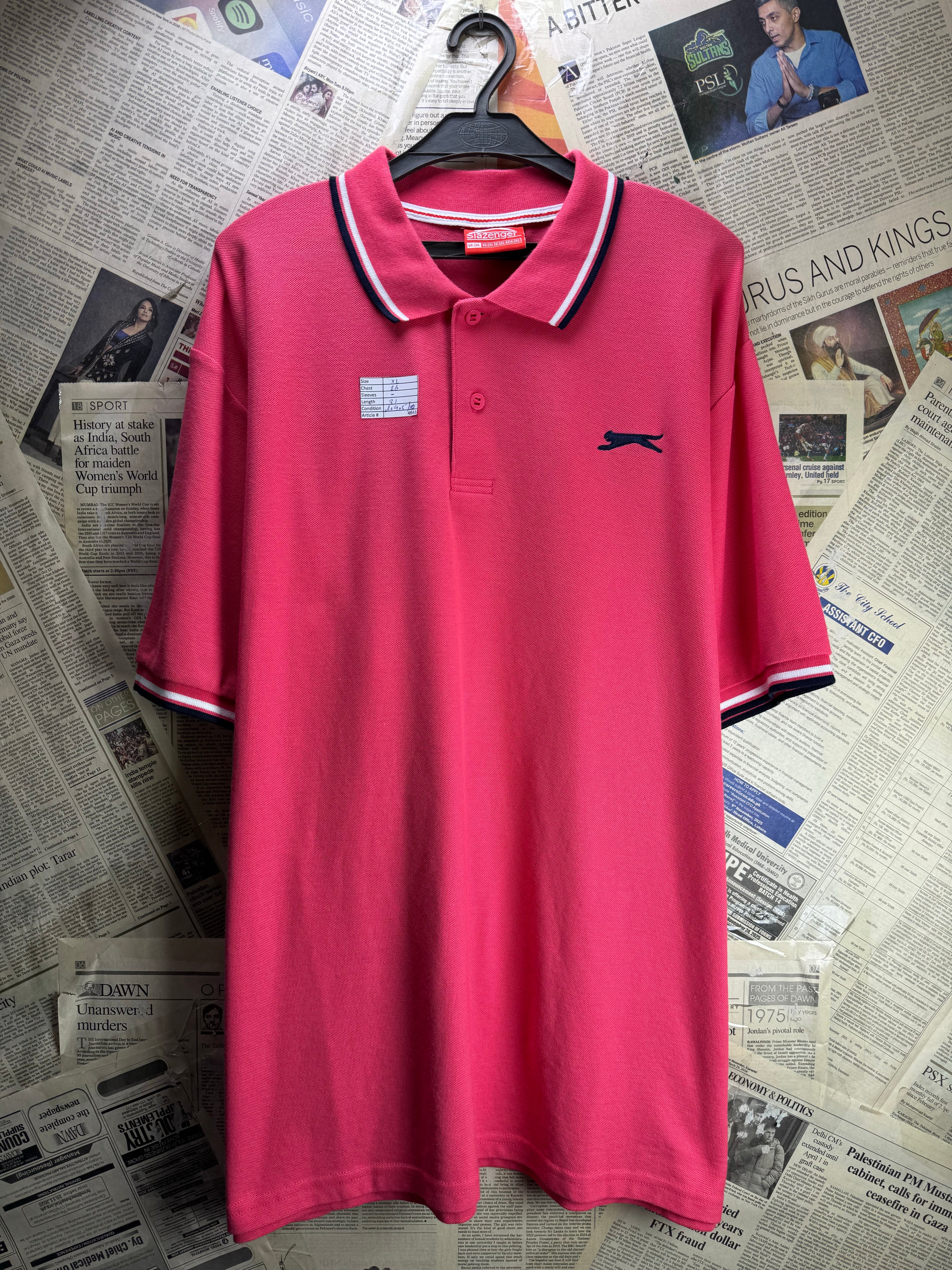 Slazenger® XL | Chest: 26" | Pink | Polo Shirt | Poly - Elastane | 4641 - Genuine Maal