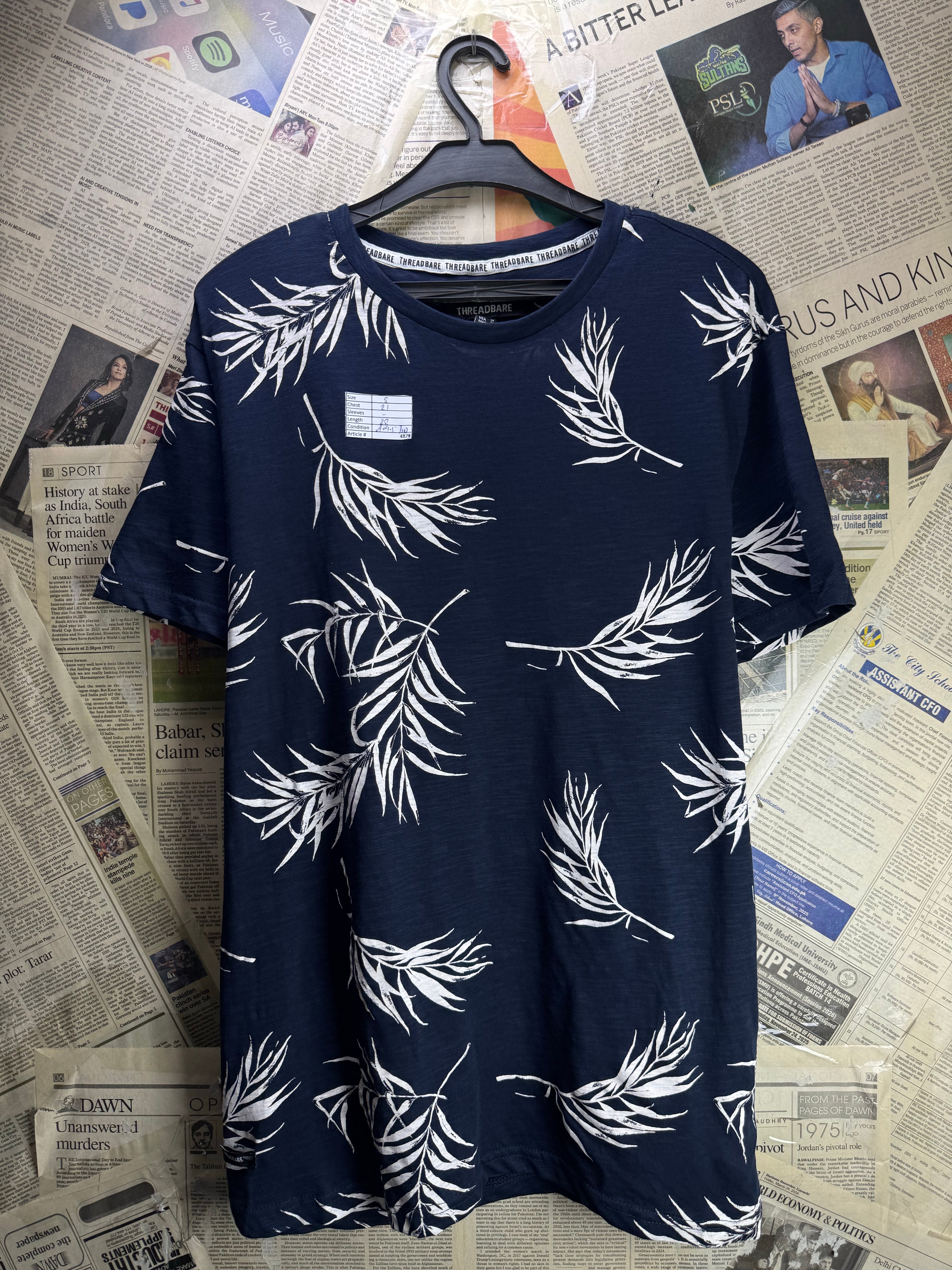 Threadbare® Small | Chest: 21" | Blue Floral | T-Shirt | Cotton | 4874 - Genuine Maal