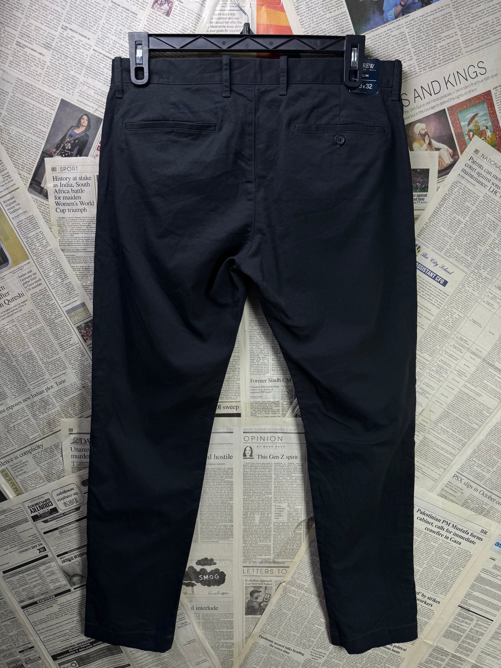 J. Crew® Waist: 34" | Black | Slim Fit Chino Pants | Cotton - Elastane | 1228 - Genuine Maal