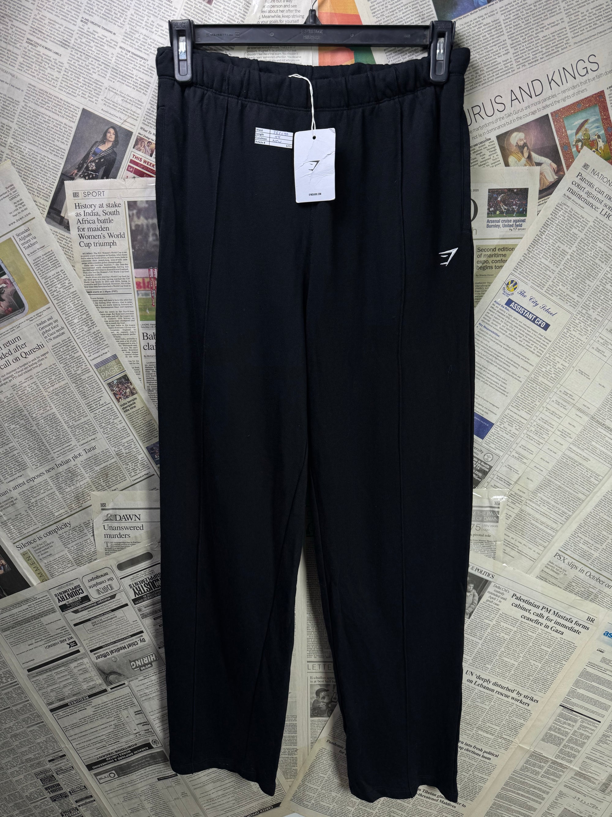 Gym Sh*rk® Waist: 28" to 30" | Black | Pleated Trousers | Cotton - Elastane | 1231 - Genuine Maal